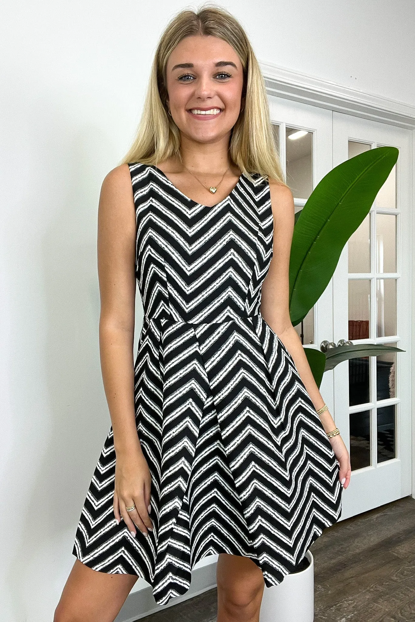 Nylie Chevron Fit and Flare Dress - FINAL SALE