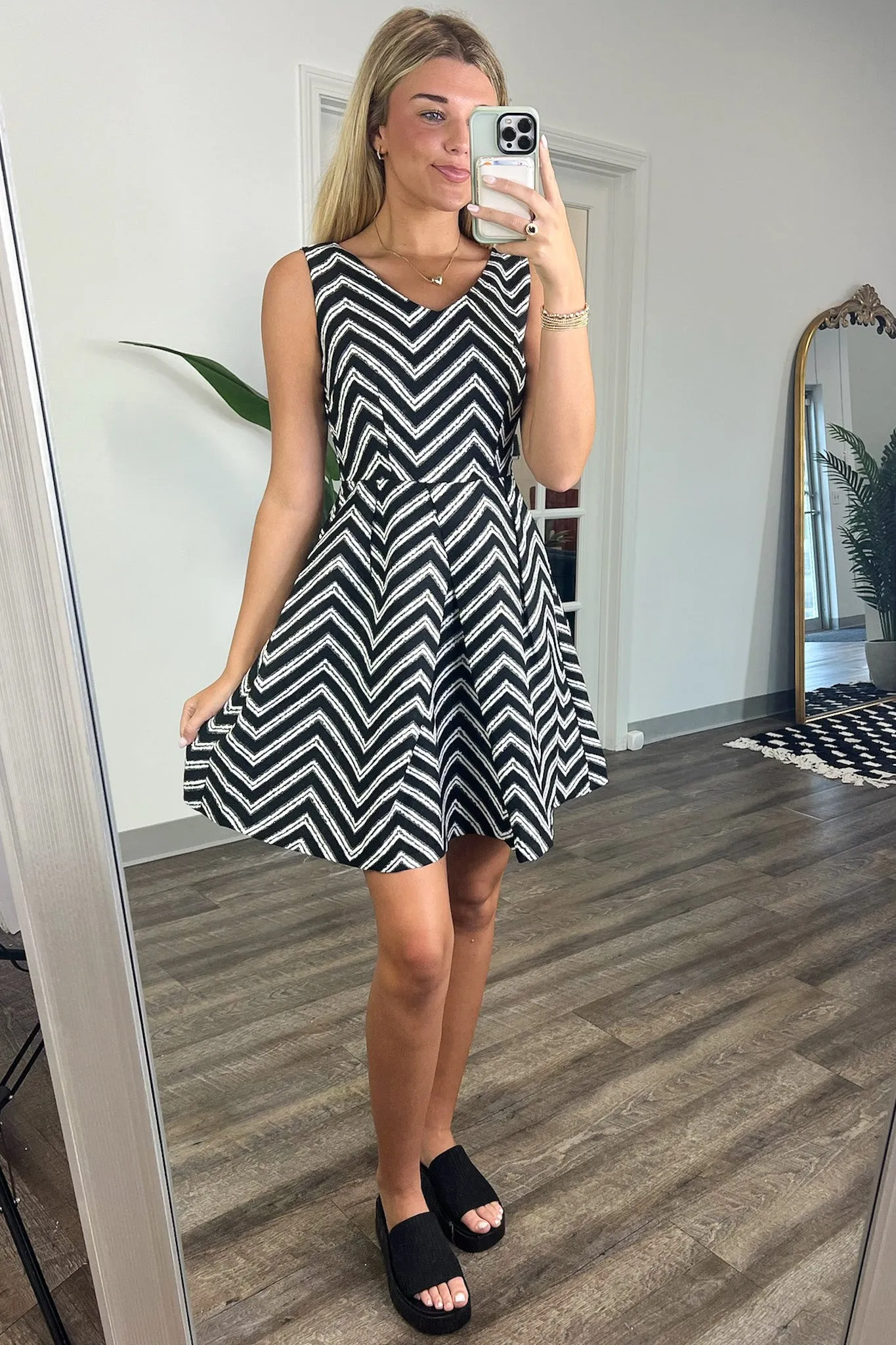 Nylie Chevron Fit and Flare Dress - FINAL SALE