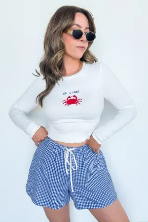 Oh Crab Embroidered Graphic Top