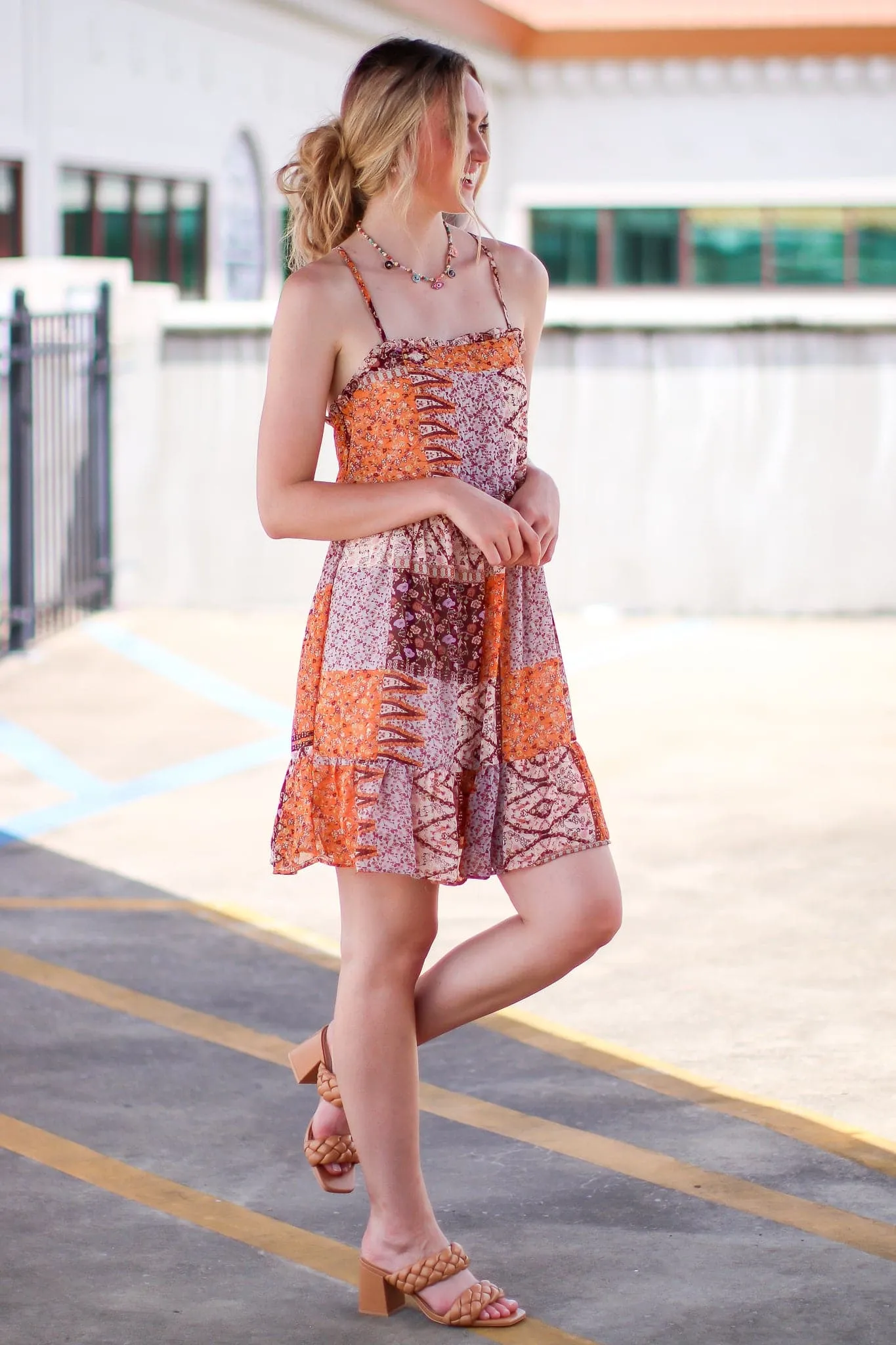 Outer Sunset Ruffle Patchwork Dress - FINAL SALE