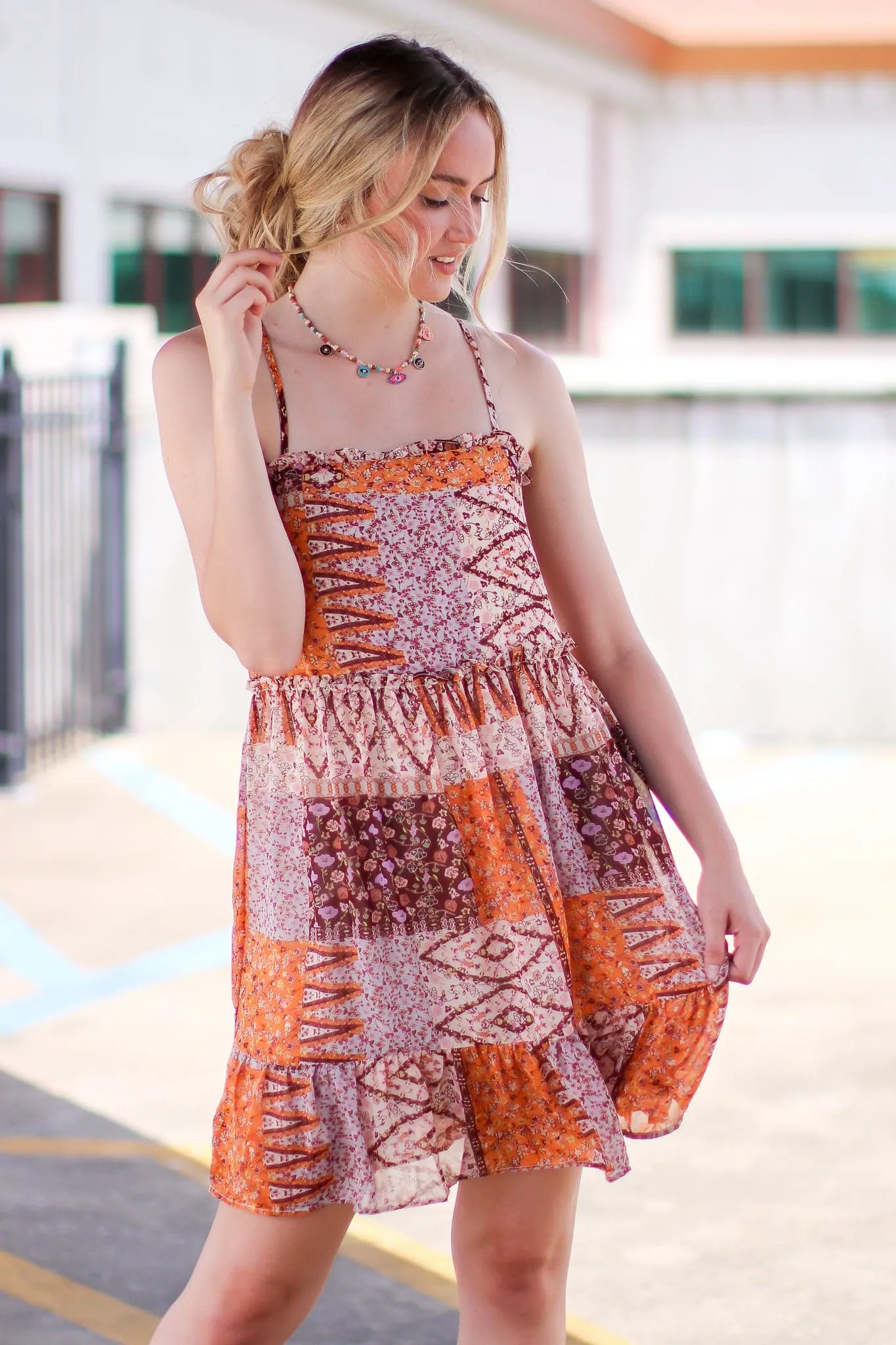 Outer Sunset Ruffle Patchwork Dress - FINAL SALE