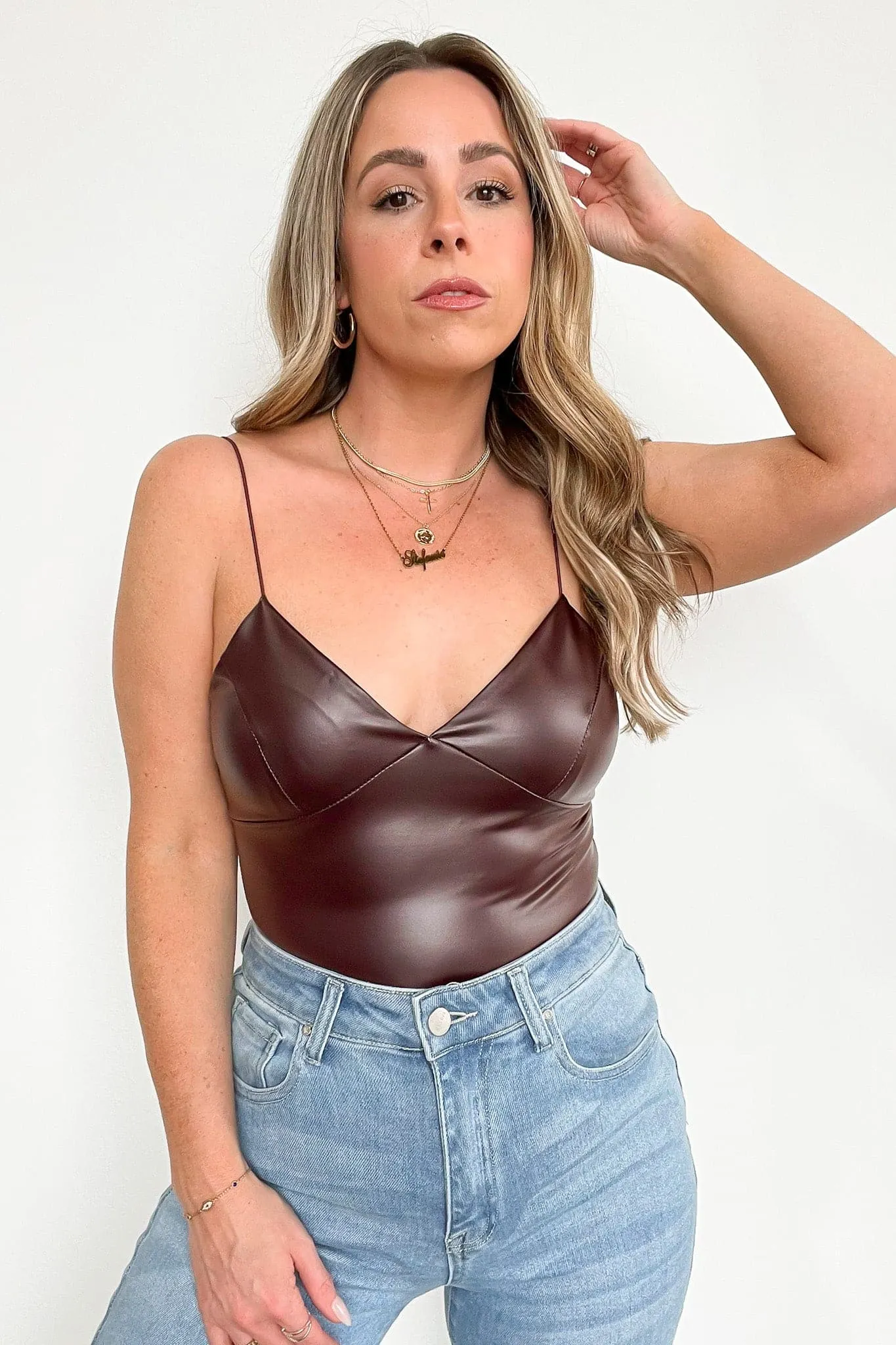 Party Agenda Faux Leather Bodysuit - FINAL SALE