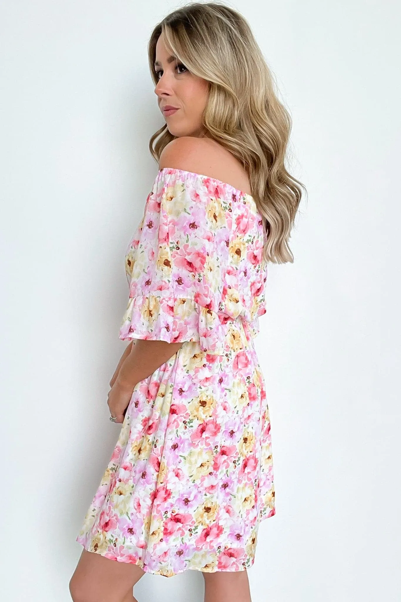 Perfect Choice Floral Off Shoulder Ruffle Dress - FINAL SALE