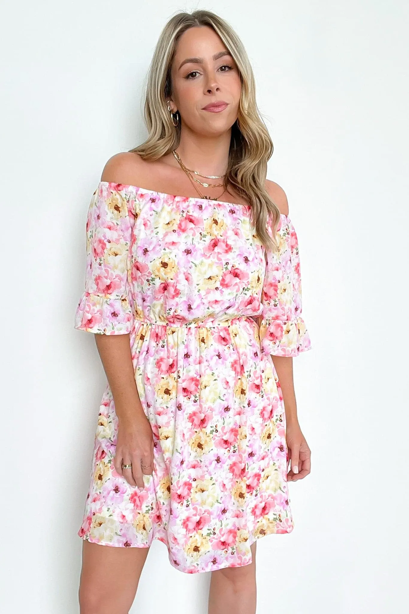 Perfect Choice Floral Off Shoulder Ruffle Dress - FINAL SALE