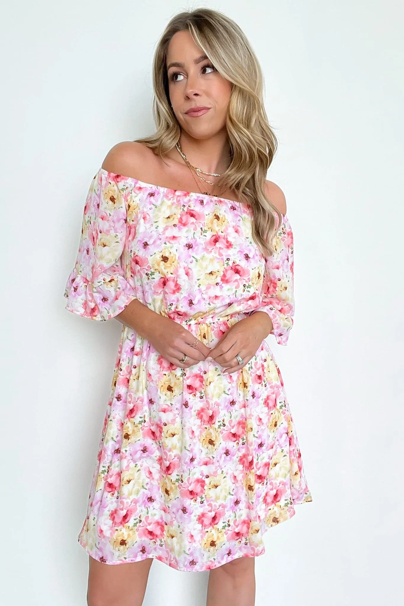 Perfect Choice Floral Off Shoulder Ruffle Dress - FINAL SALE