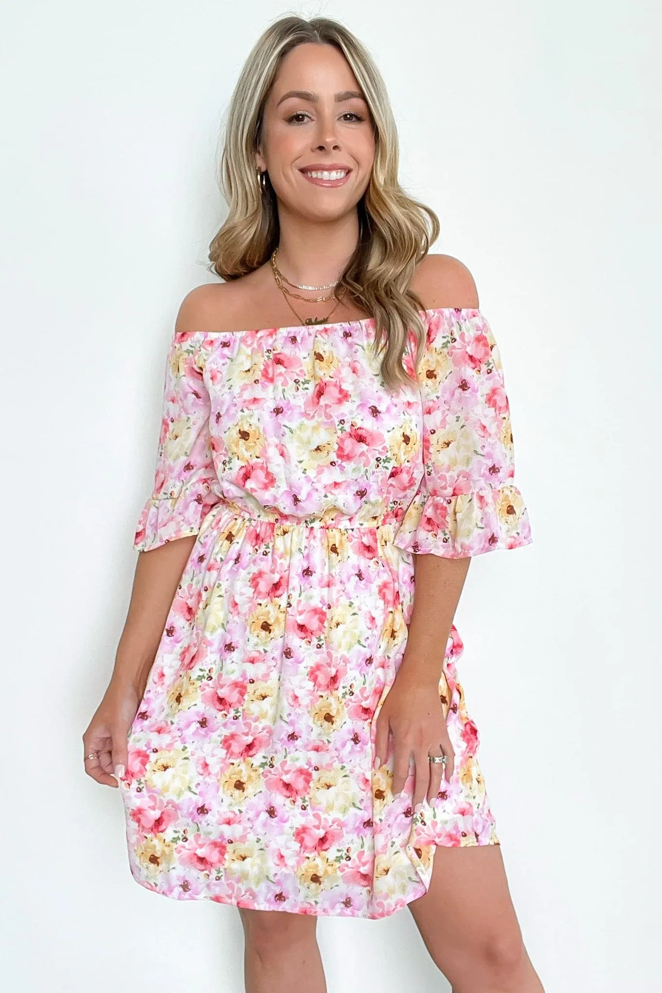 Perfect Choice Floral Off Shoulder Ruffle Dress - FINAL SALE