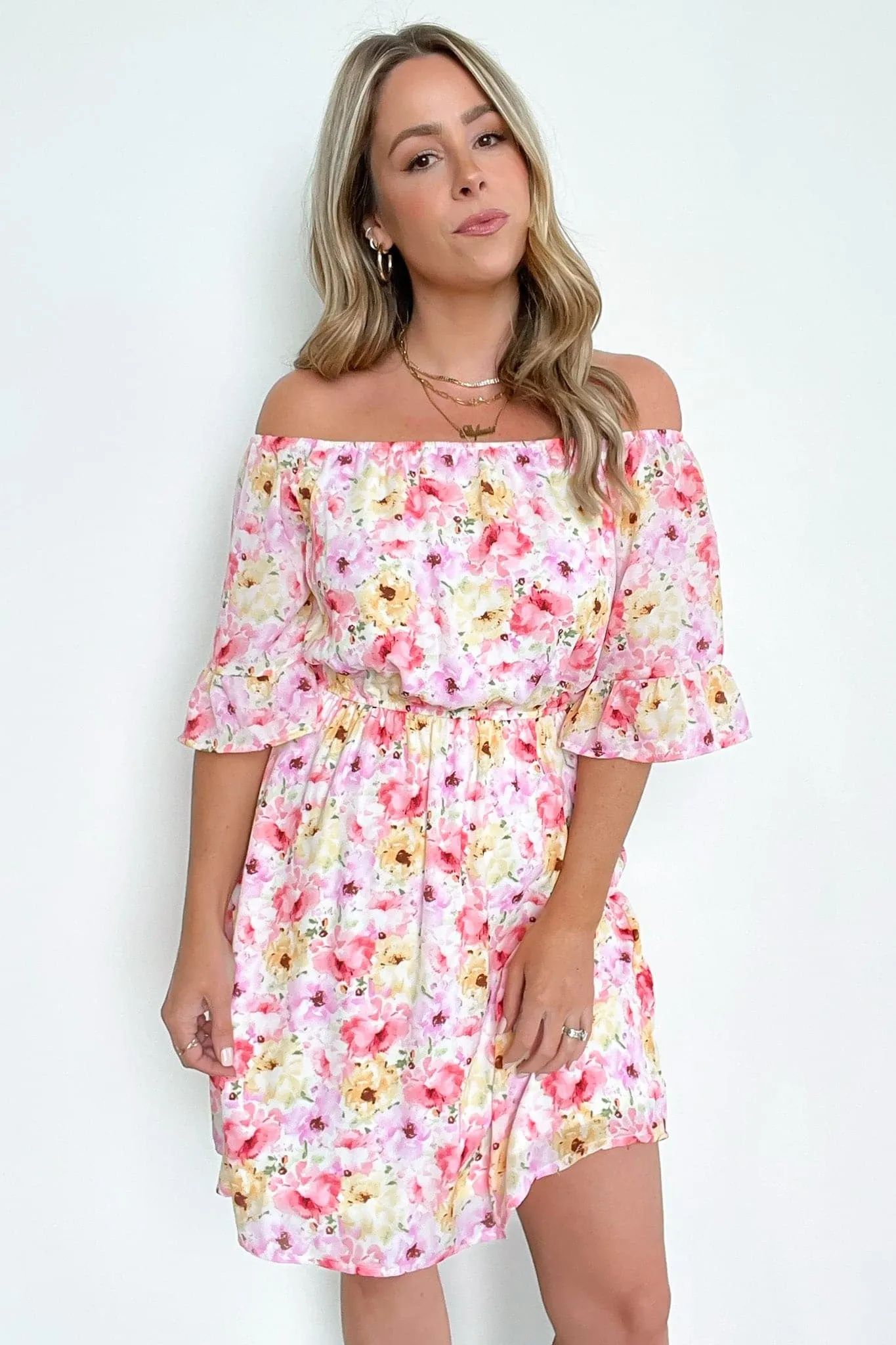 Perfect Choice Floral Off Shoulder Ruffle Dress - FINAL SALE