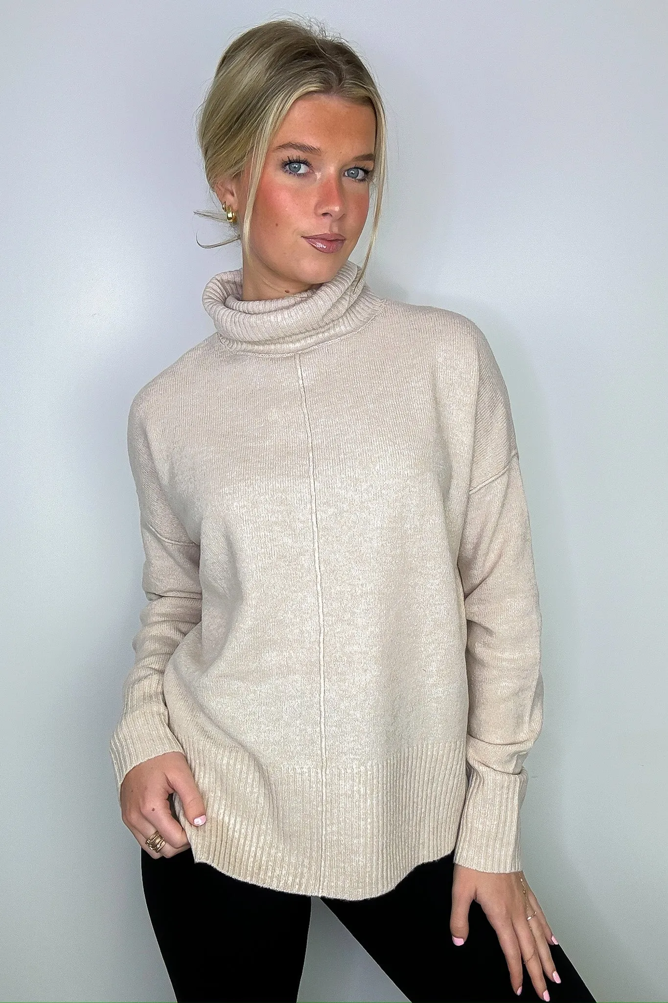 Perfect Coziness Turtleneck Front Seam Sweater