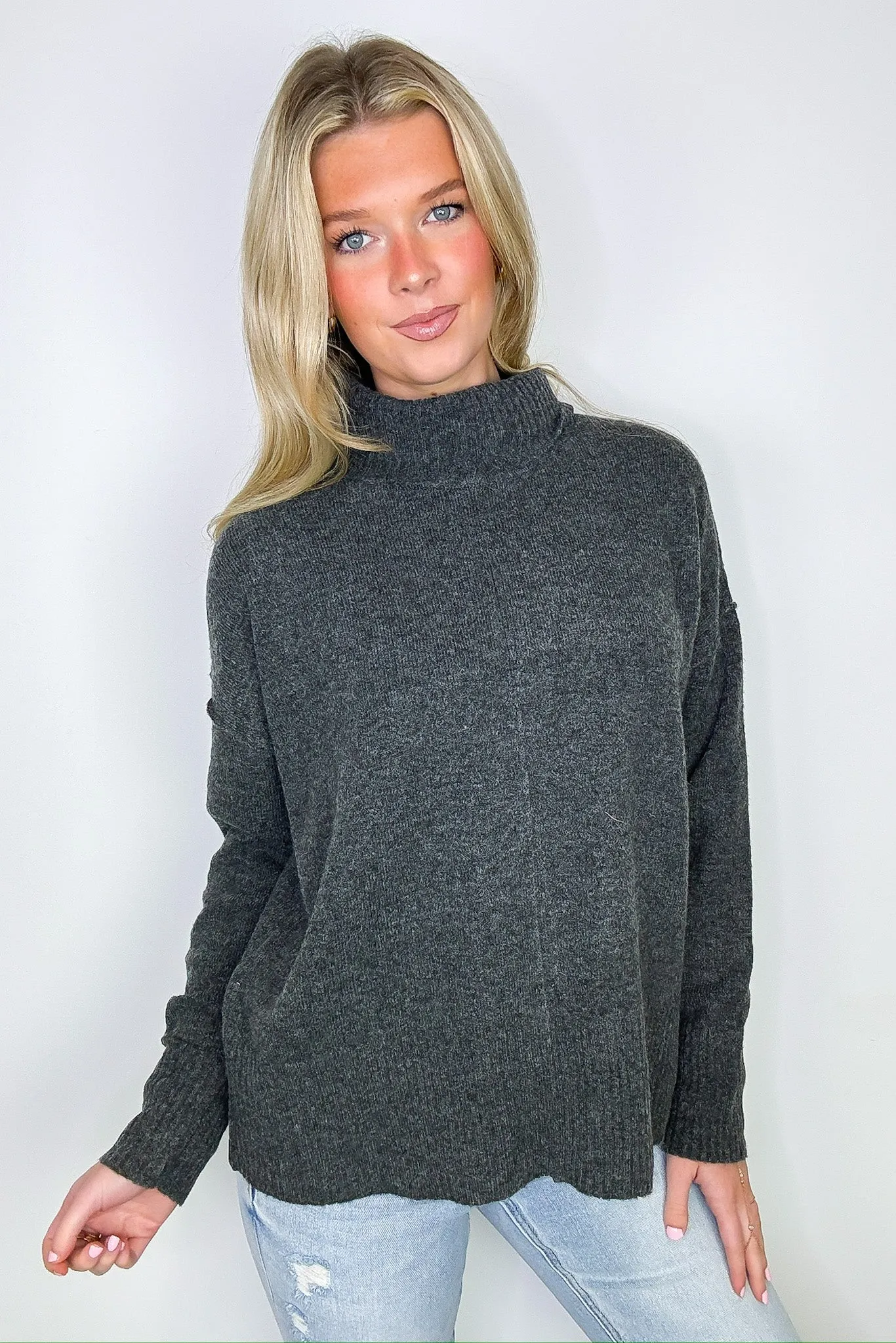 Perfect Coziness Turtleneck Front Seam Sweater