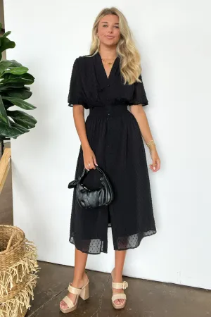 Perfect Destiny Button Up Swiss Dot Maxi Dress - FINAL SALE