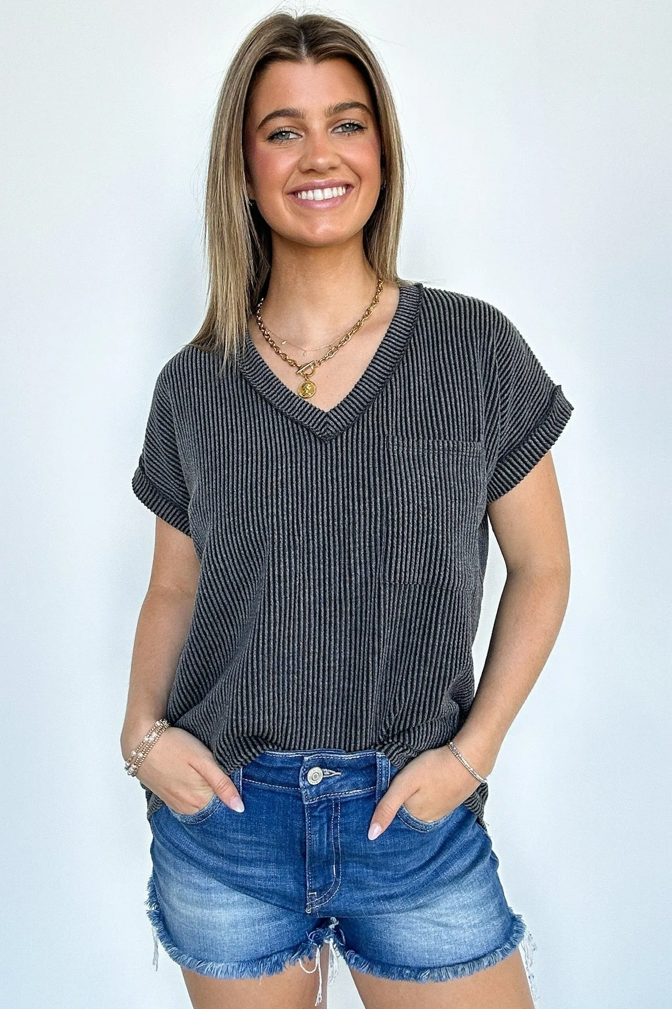 Perfect Essential V-Neck Dolman Pocket Top