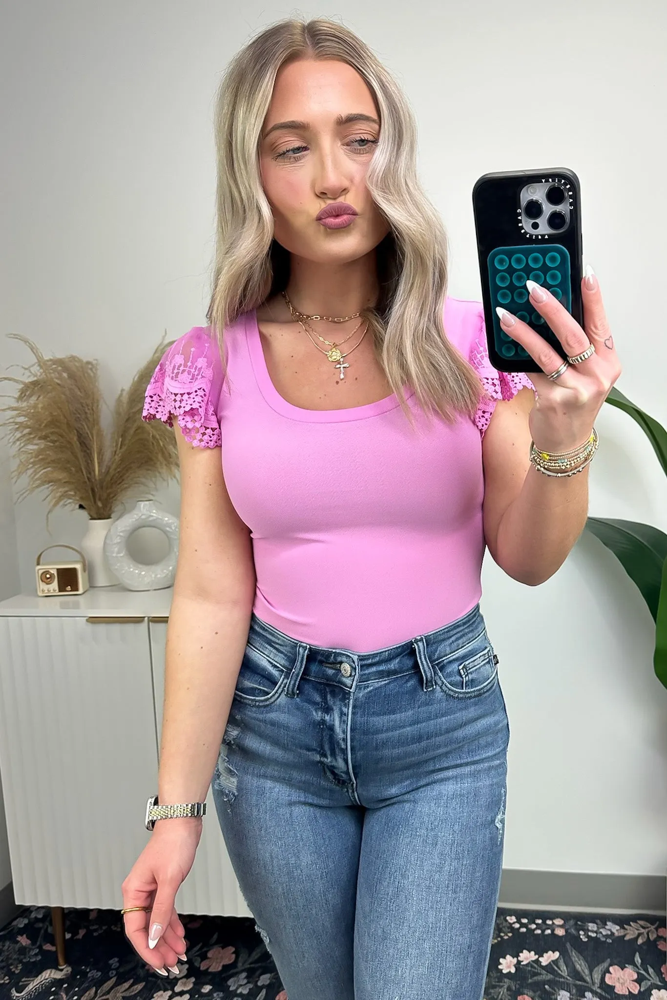 Perfect Expression Lace Sleeve Top - FINAL SALE