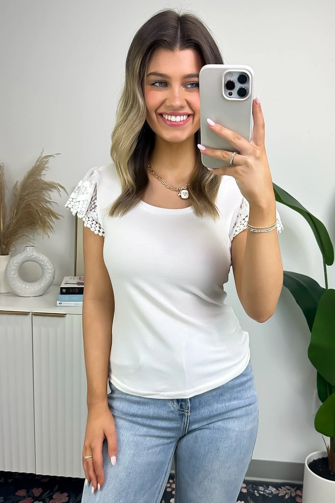 Perfect Expression Lace Sleeve Top - FINAL SALE