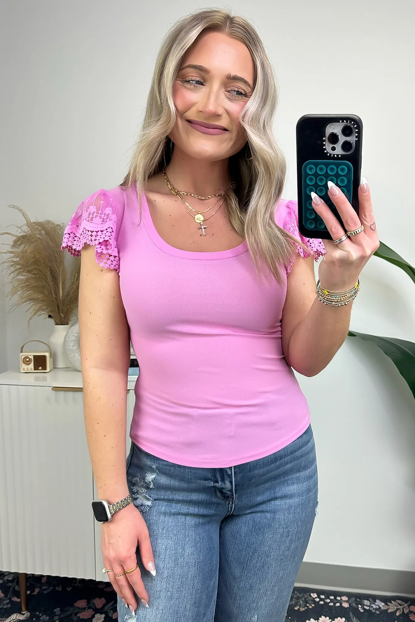 Perfect Expression Lace Sleeve Top - FINAL SALE