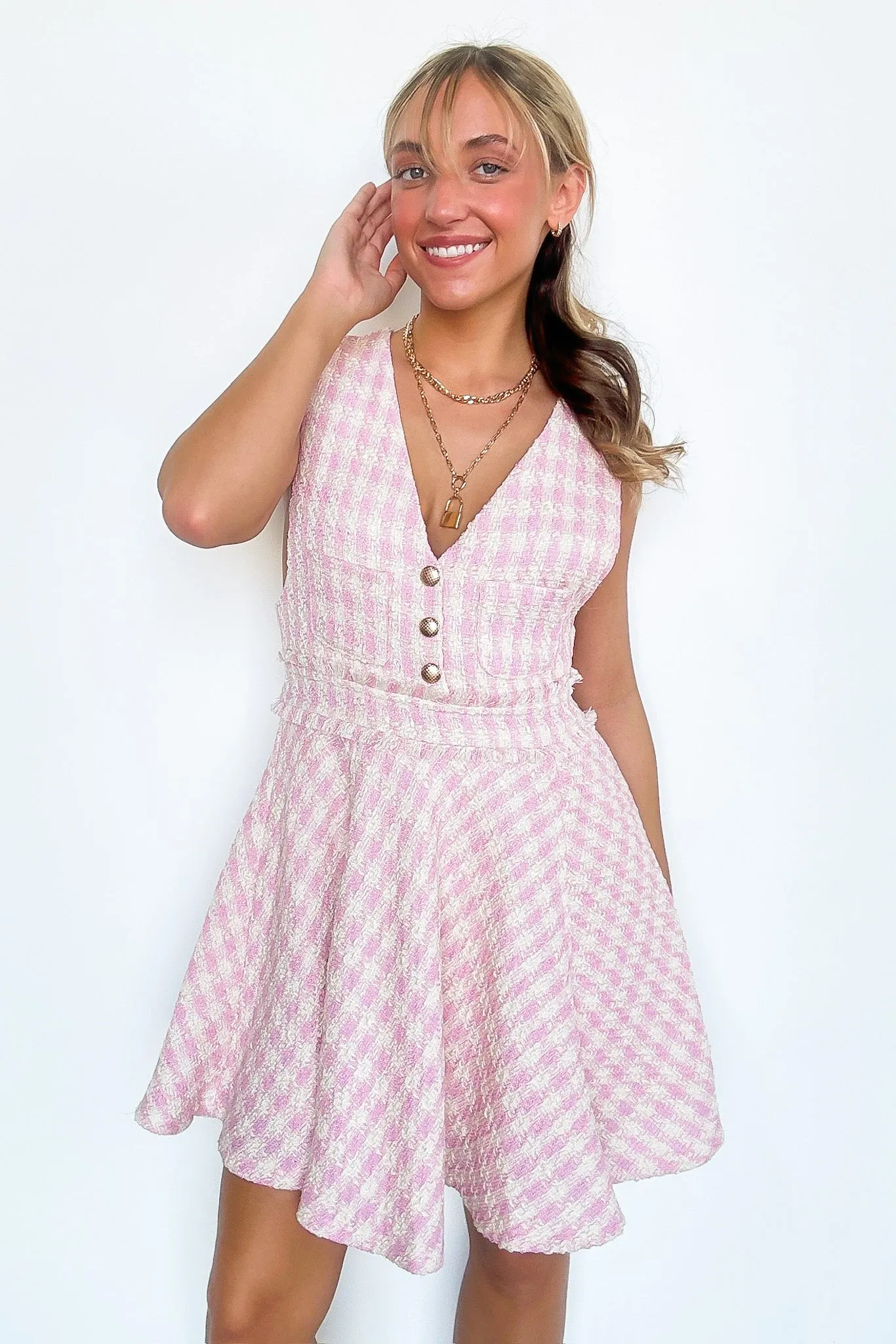 Perfect Plans Plaid Button Dress