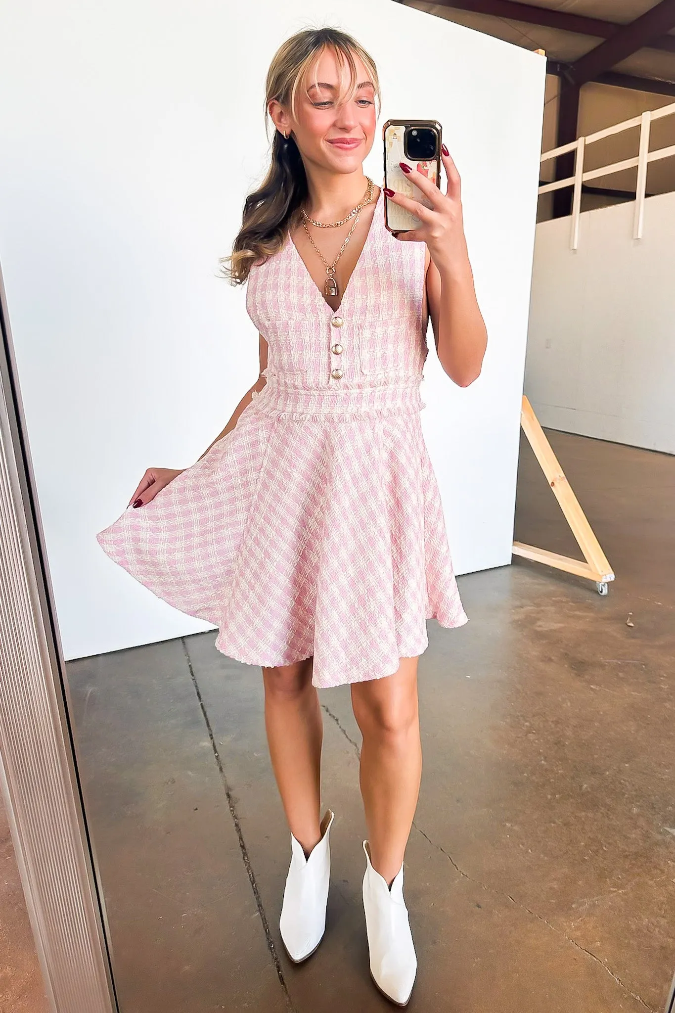 Perfect Plans Plaid Button Dress