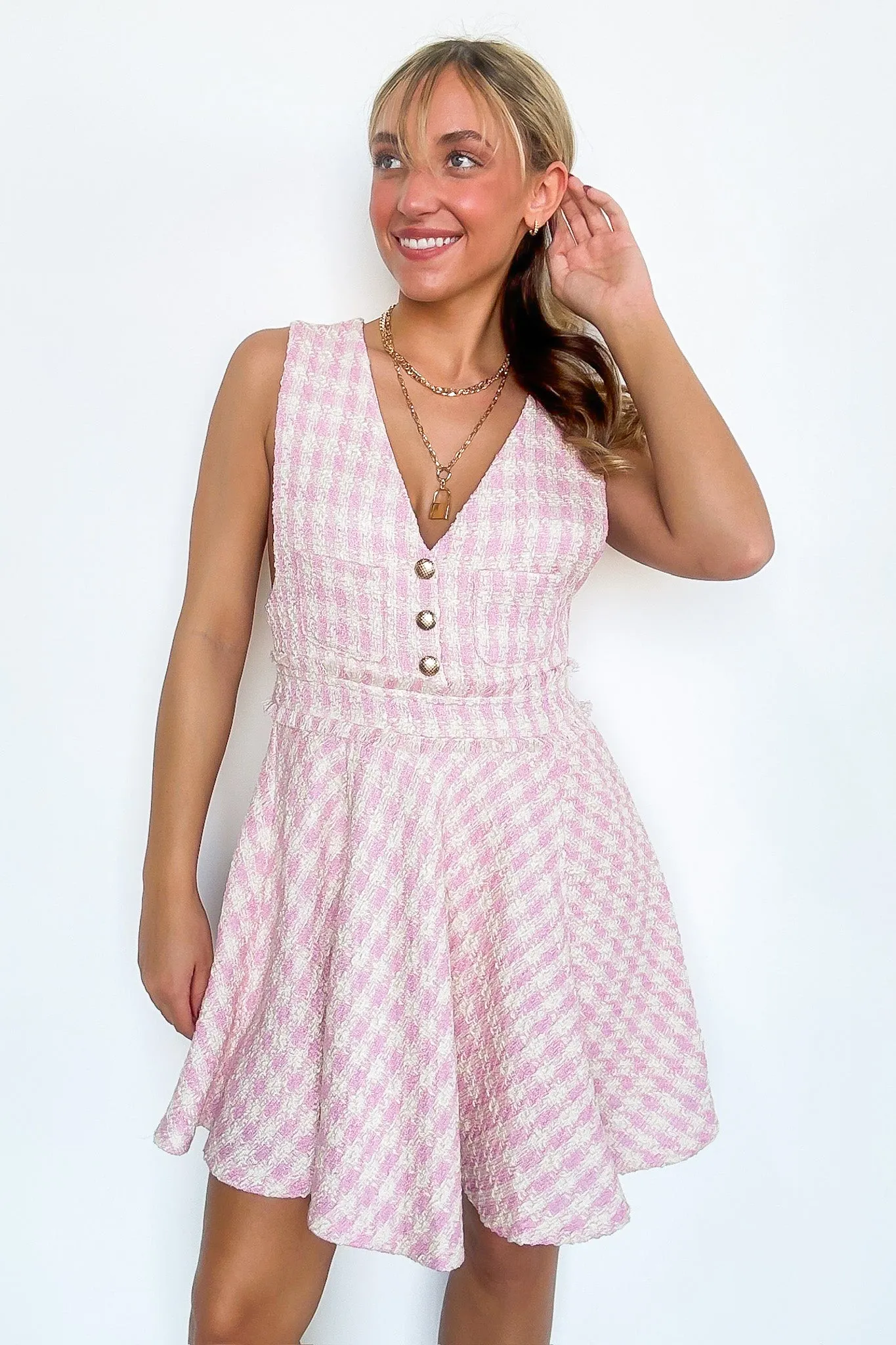 Perfect Plans Plaid Button Dress