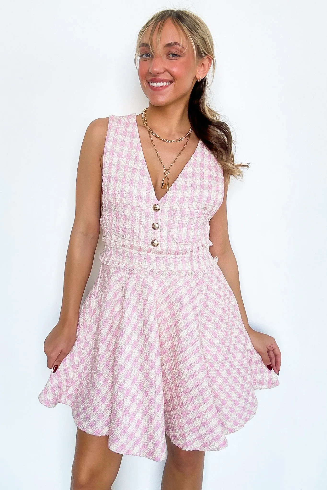 Perfect Plans Plaid Button Dress