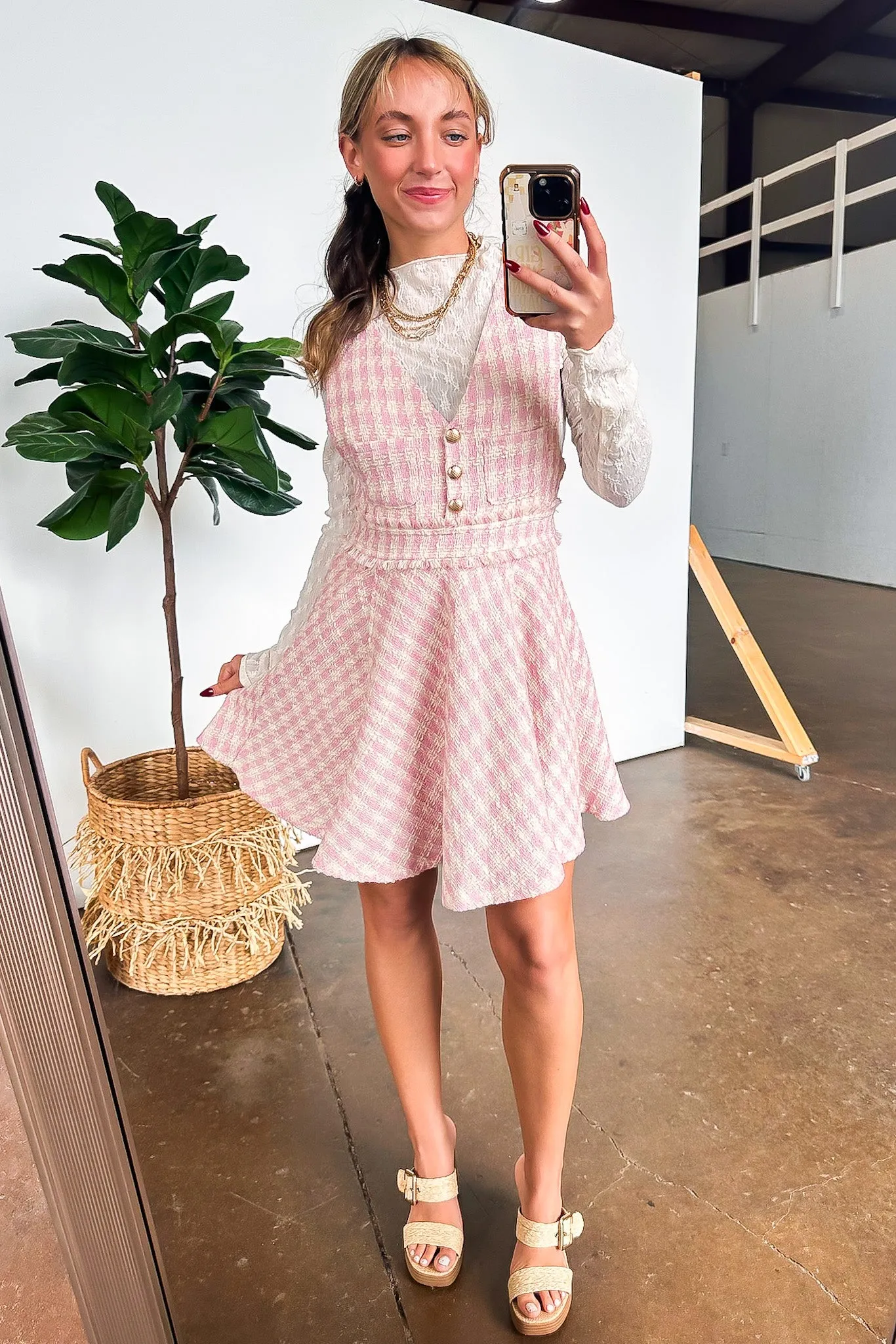 Perfect Plans Plaid Button Dress