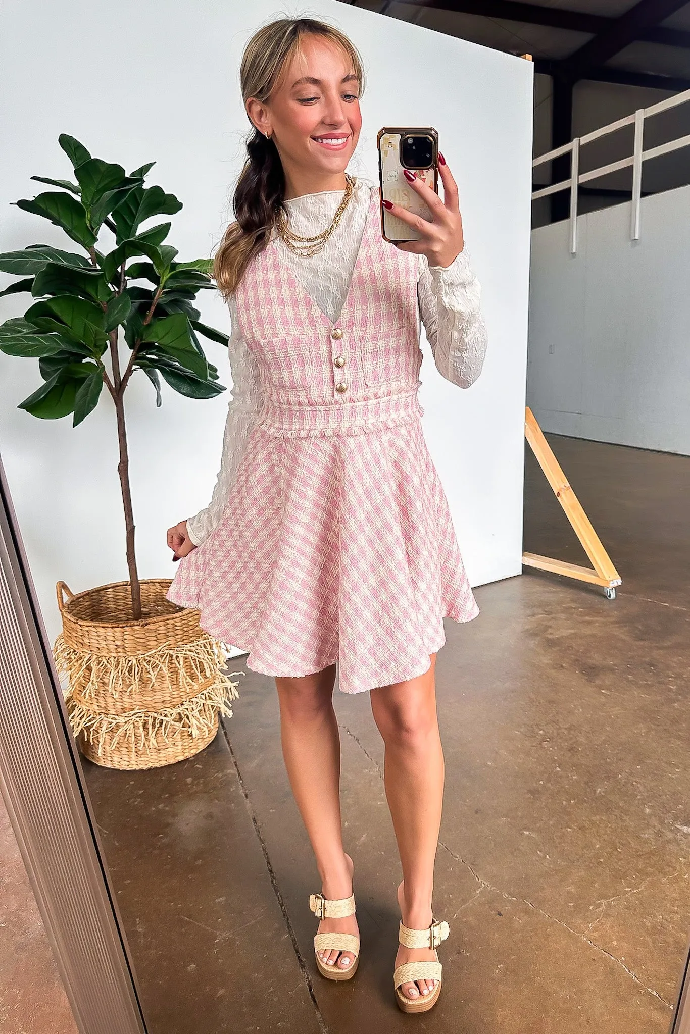 Perfect Plans Plaid Button Dress