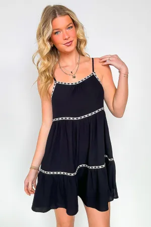 Perfection Bound Trim Sleeveless Tiered Mini Dress