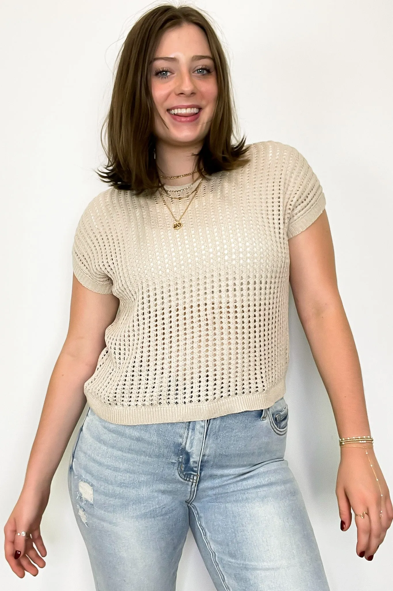 Phoebe Viscose Crochet Knit Top - FINAL SALE