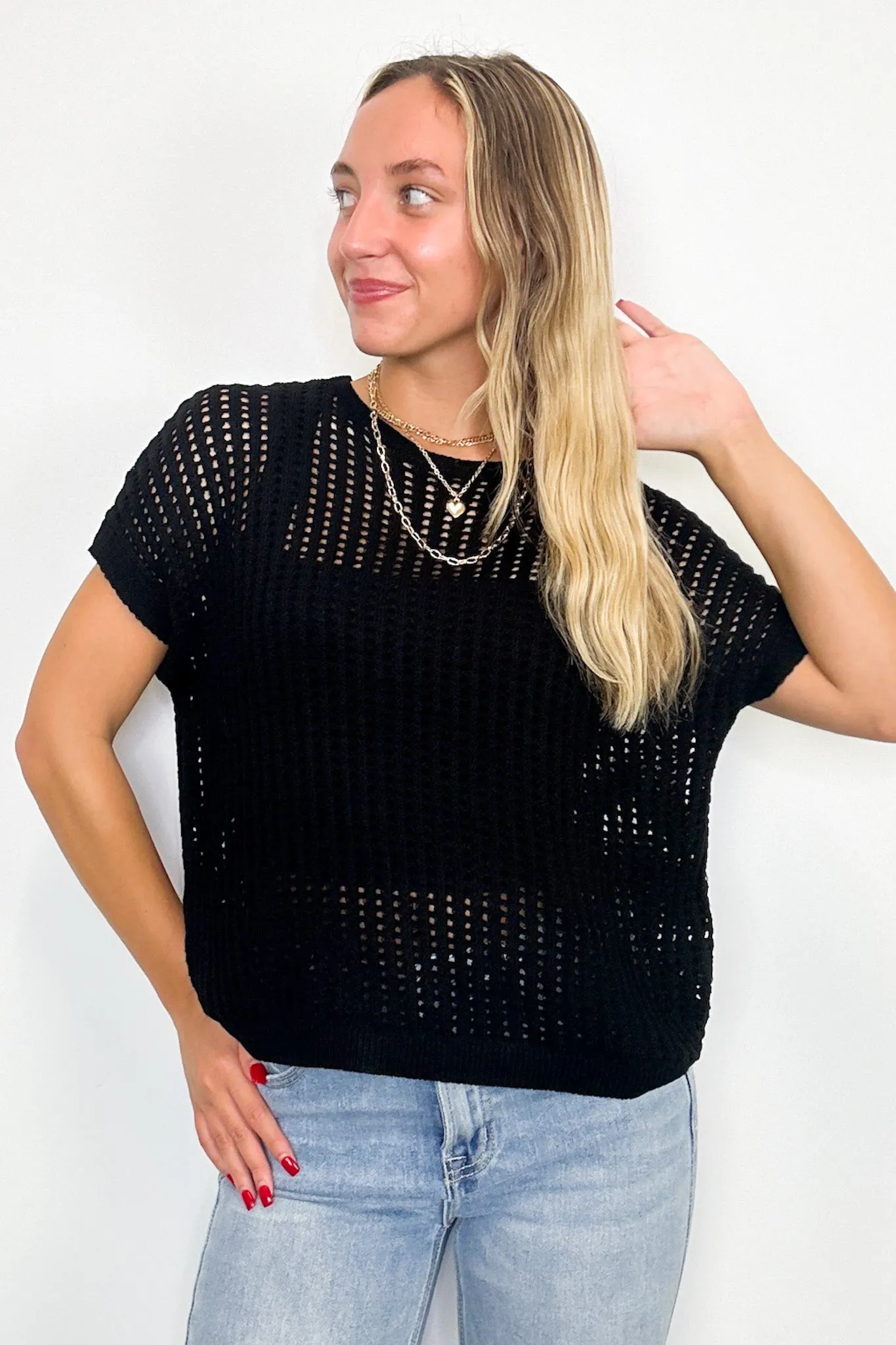 Phoebe Viscose Crochet Knit Top - FINAL SALE