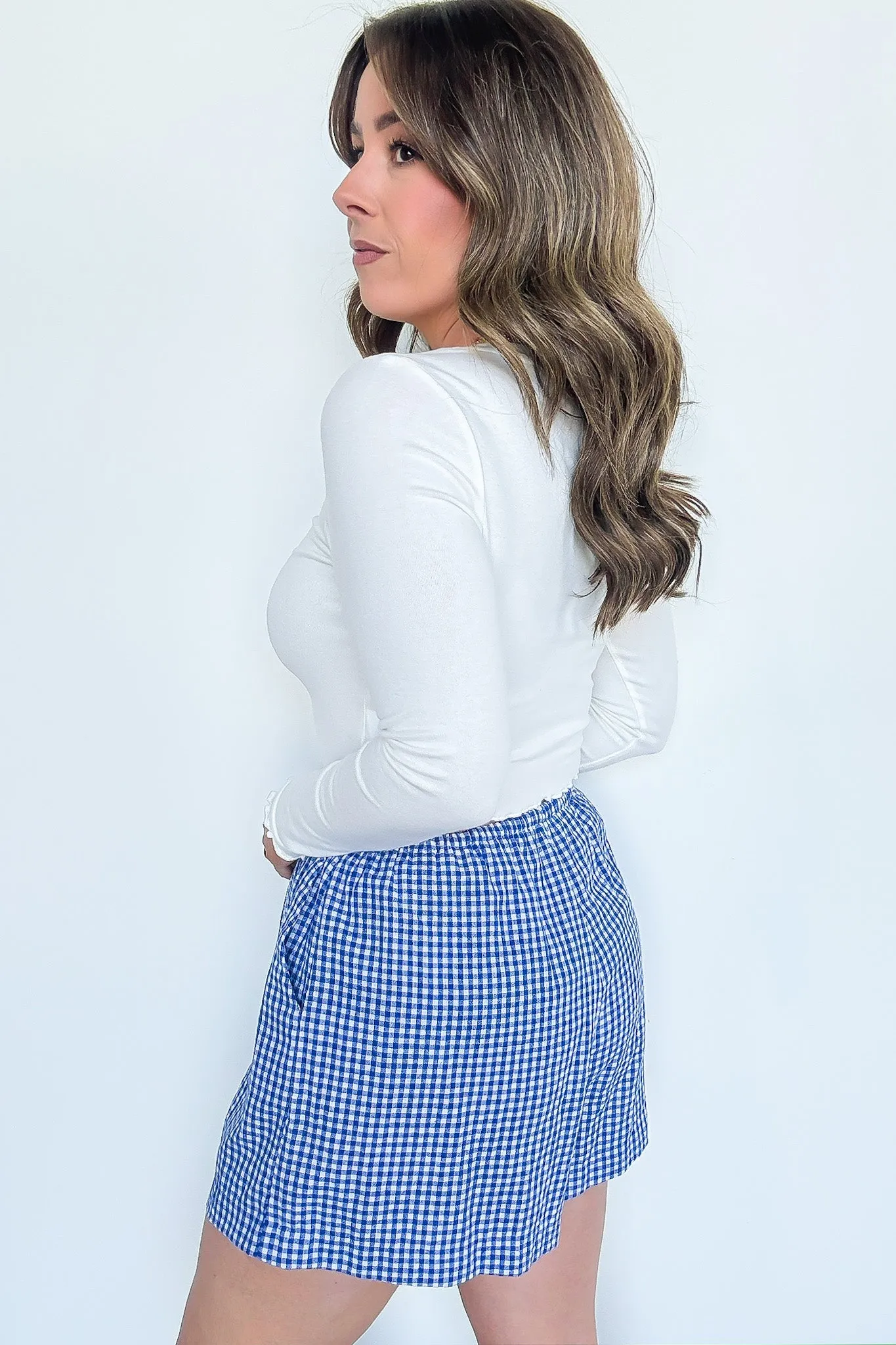 Picnic Date Gingham Elastic Waist Shorts