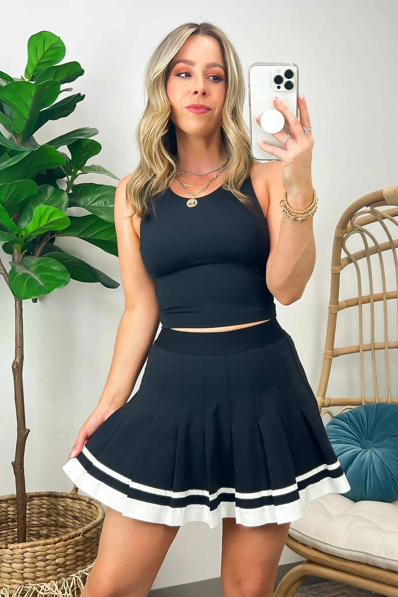 Playing Doubles Stripe Pleated Tennis Skort - FINAL SALE