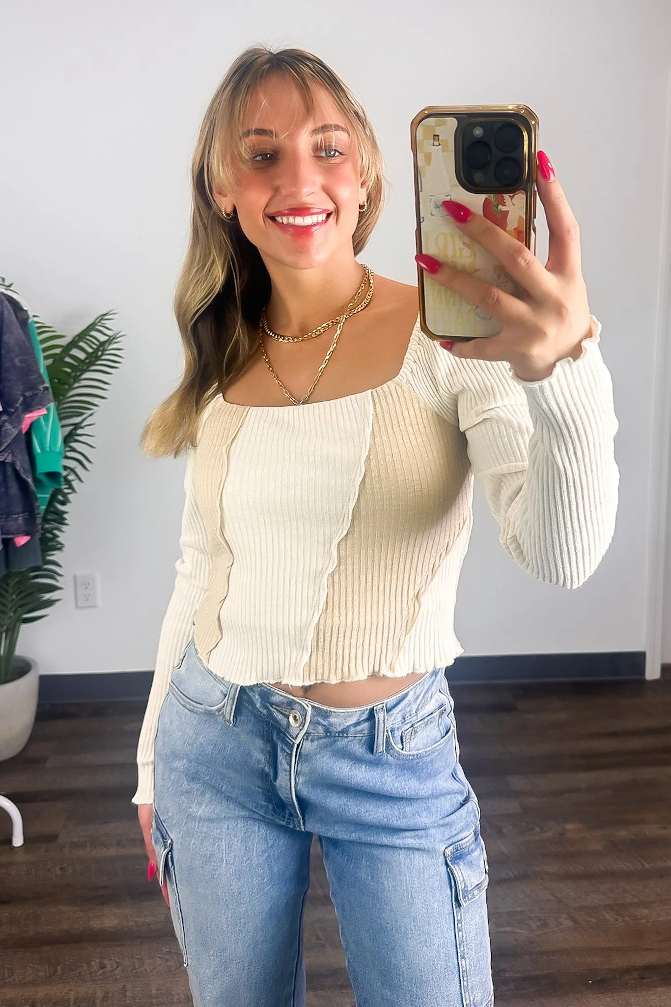 Posh Impression Merrow Color Block Knit Top