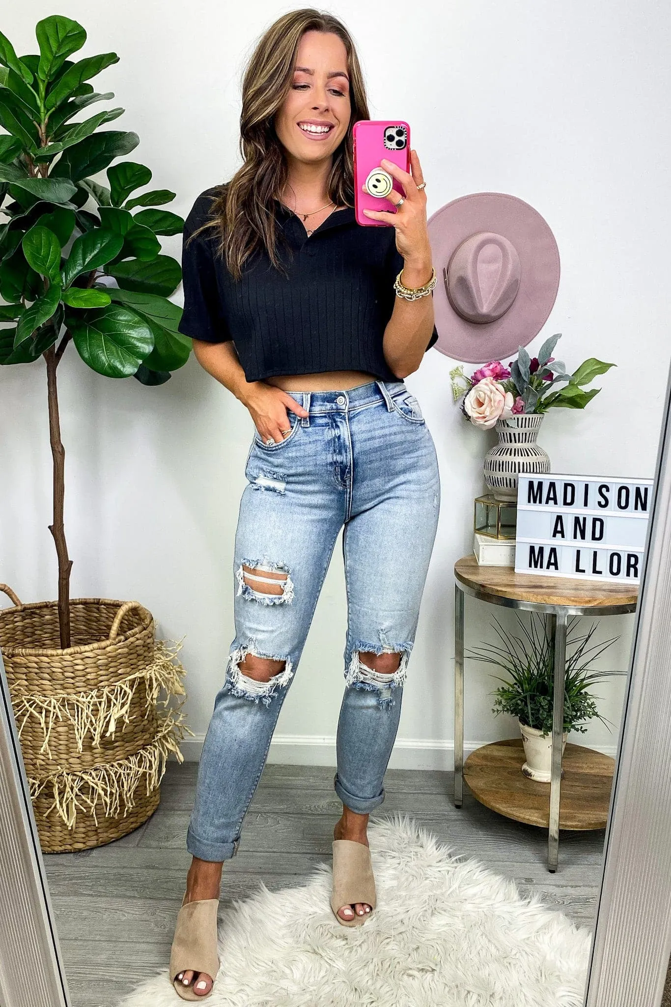Practice Makes Perfect Distressed Boyfriend Jeans - FINAL SALE