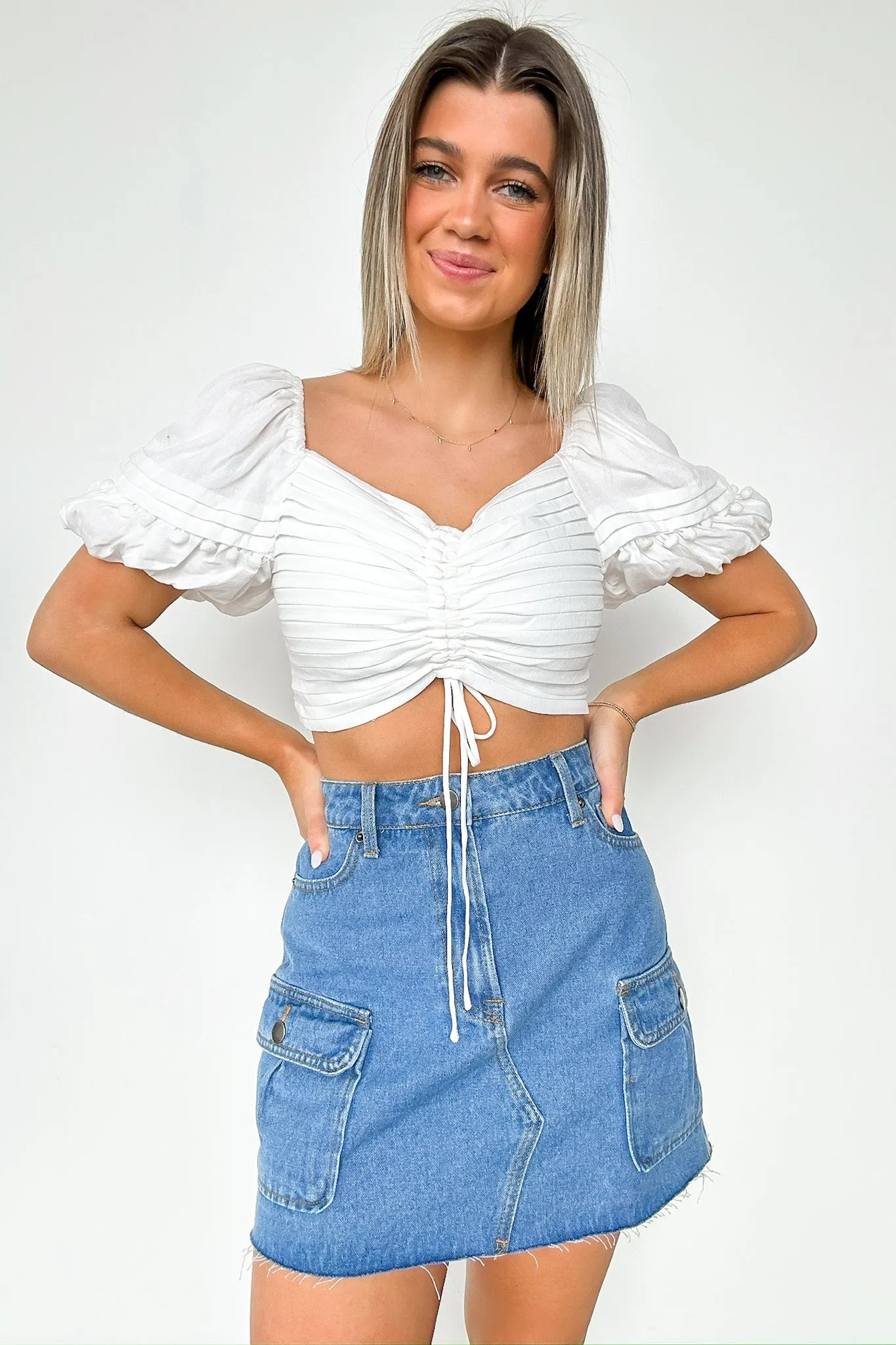 Precious Disposition Puff Sleeve Ruched Top - FINAL SALE