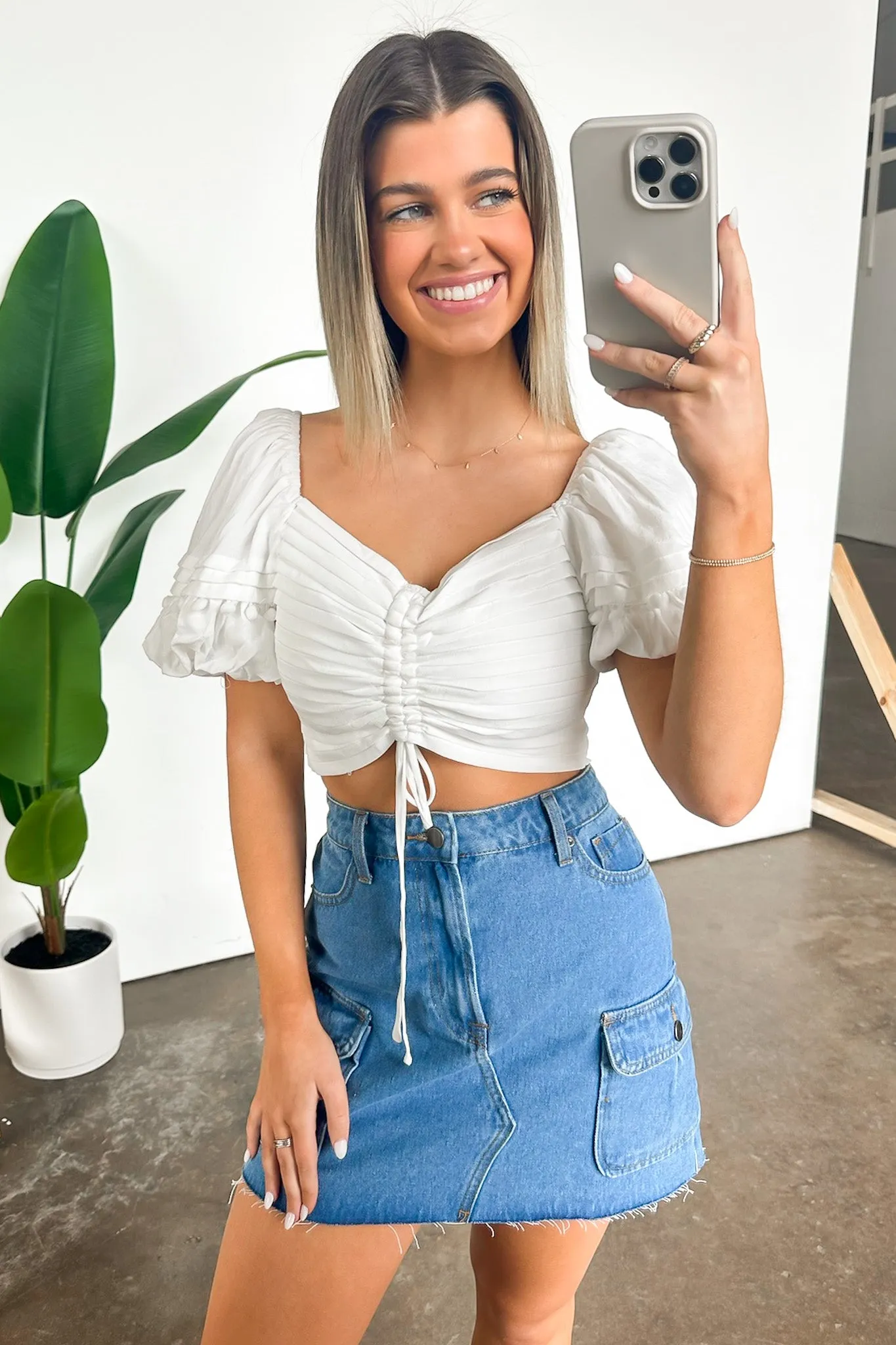 Precious Disposition Puff Sleeve Ruched Top - FINAL SALE