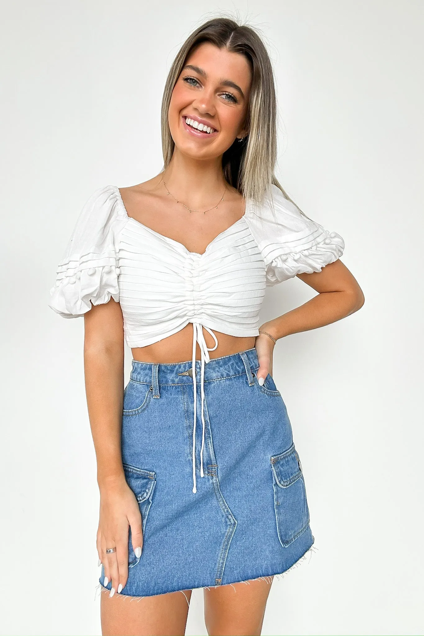 Precious Disposition Puff Sleeve Ruched Top - FINAL SALE
