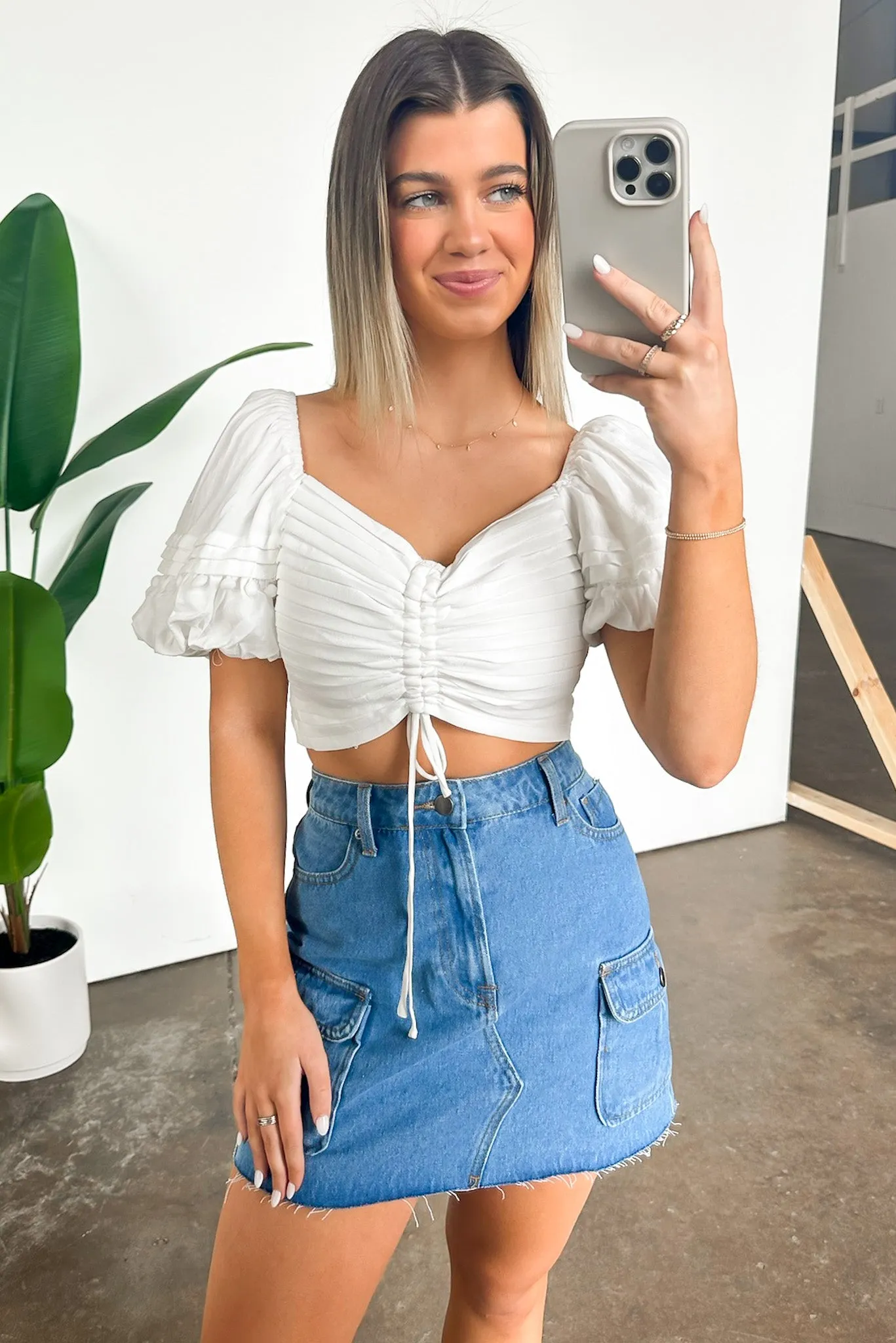 Precious Disposition Puff Sleeve Ruched Top - FINAL SALE