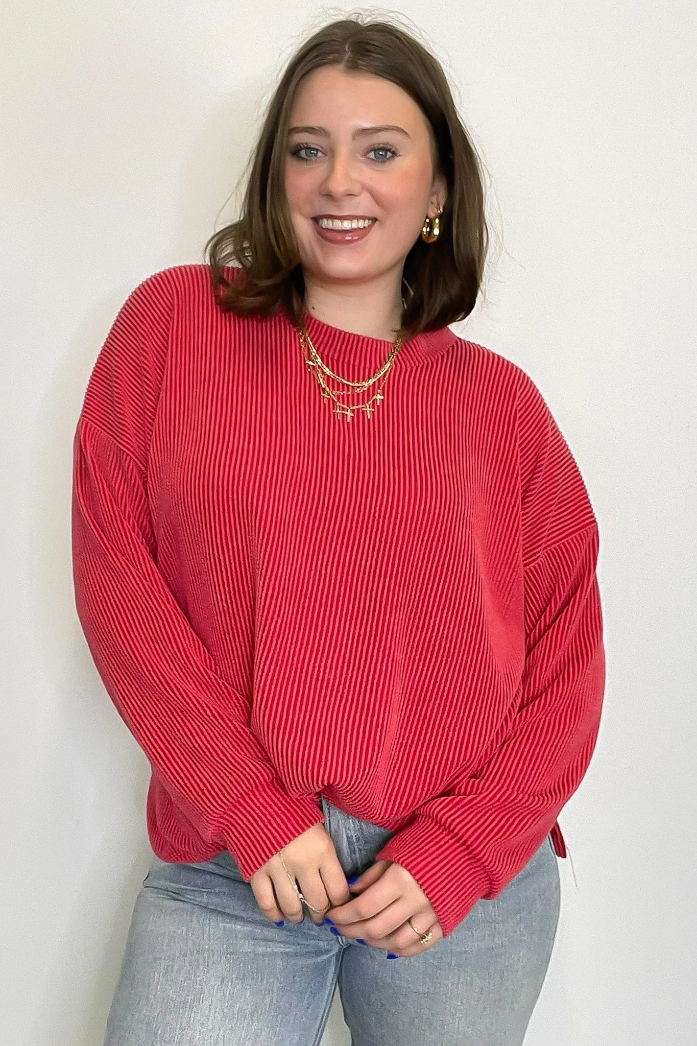 Pressley Rib Knit Side Slit Pullover - BACK IN STOCK