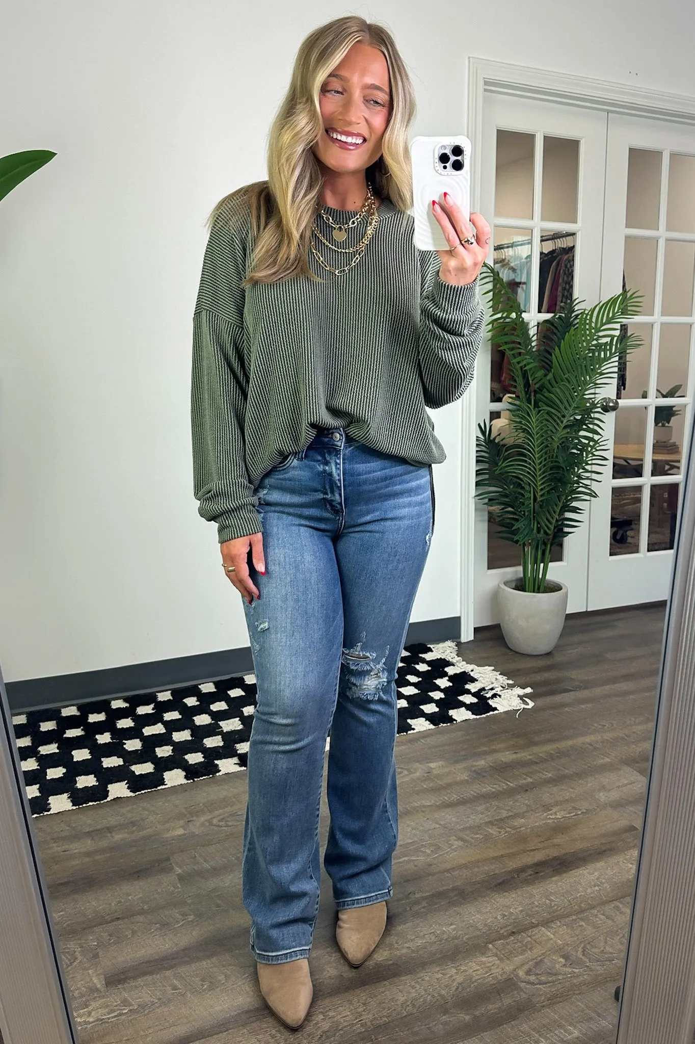 Pressley Rib Knit Side Slit Pullover - BACK IN STOCK