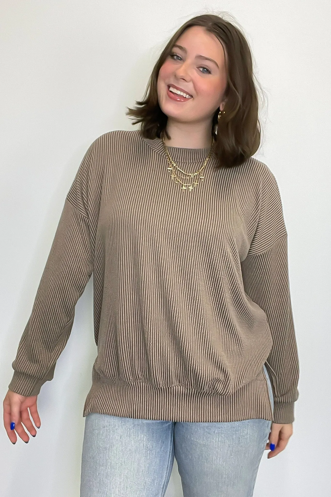 Pressley Rib Knit Side Slit Pullover - BACK IN STOCK