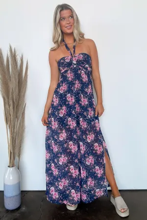 Pretty Demeanor Floral Halter Maxi Dress - FINAL SALE