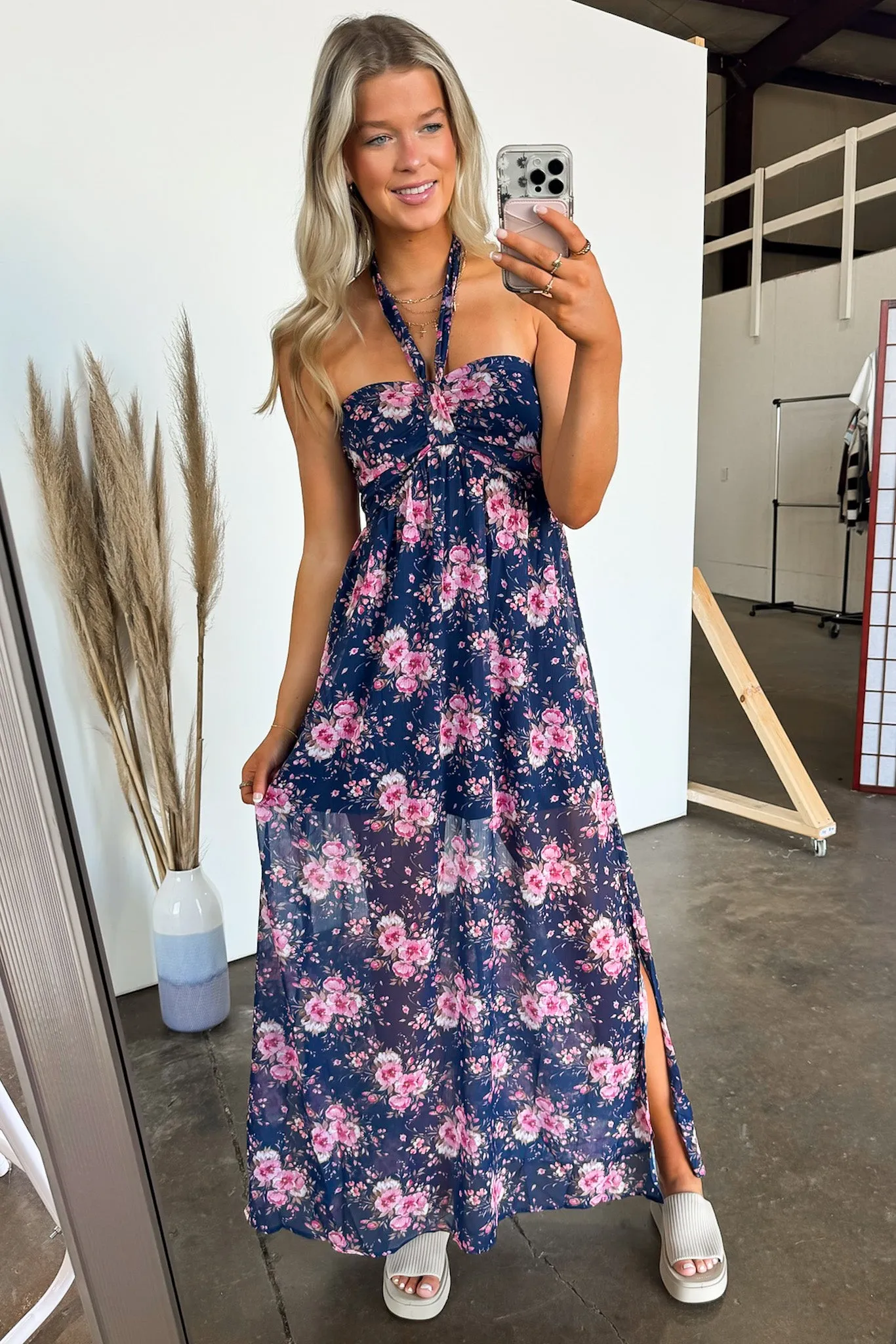 Pretty Demeanor Floral Halter Maxi Dress - FINAL SALE