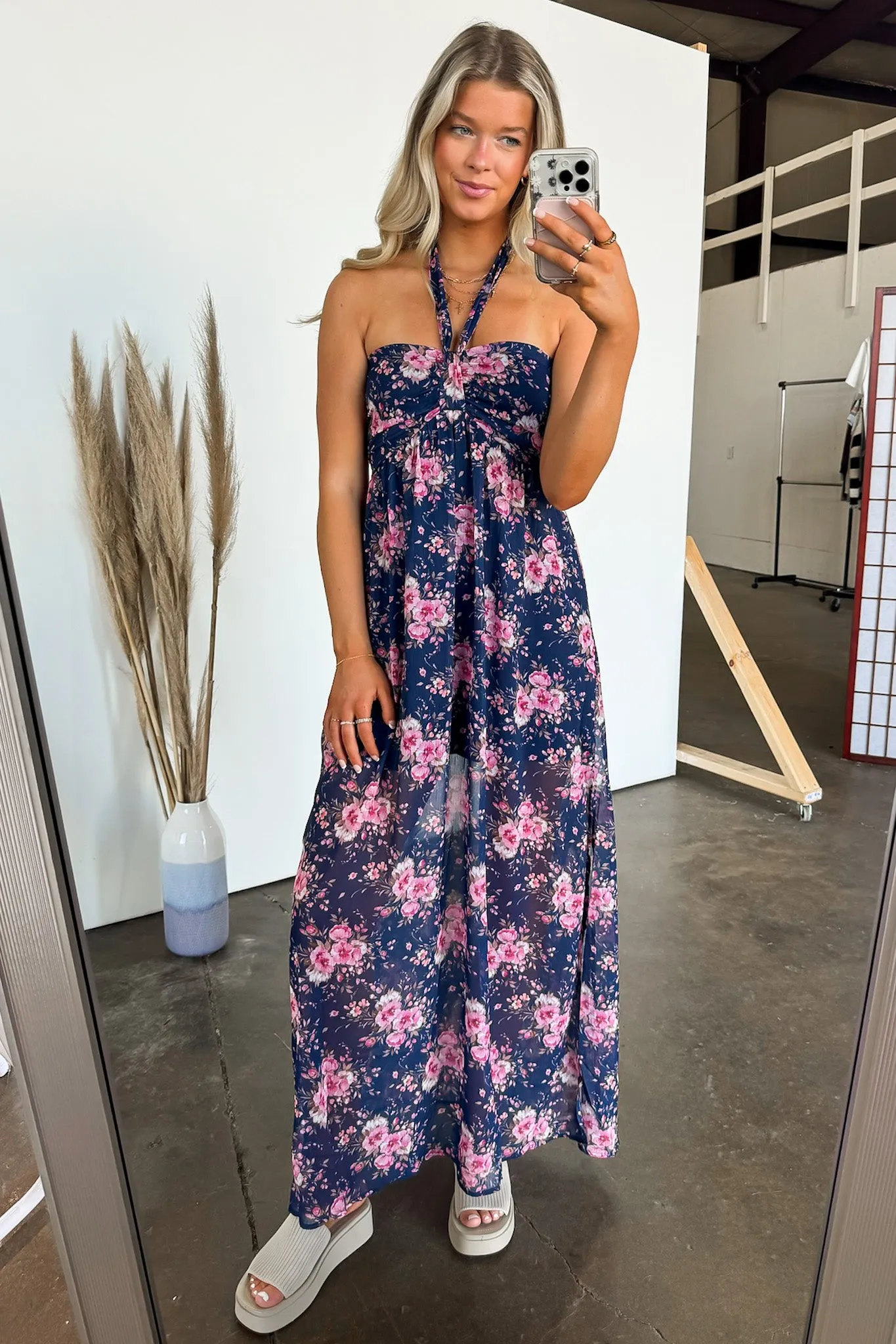 Pretty Demeanor Floral Halter Maxi Dress - FINAL SALE