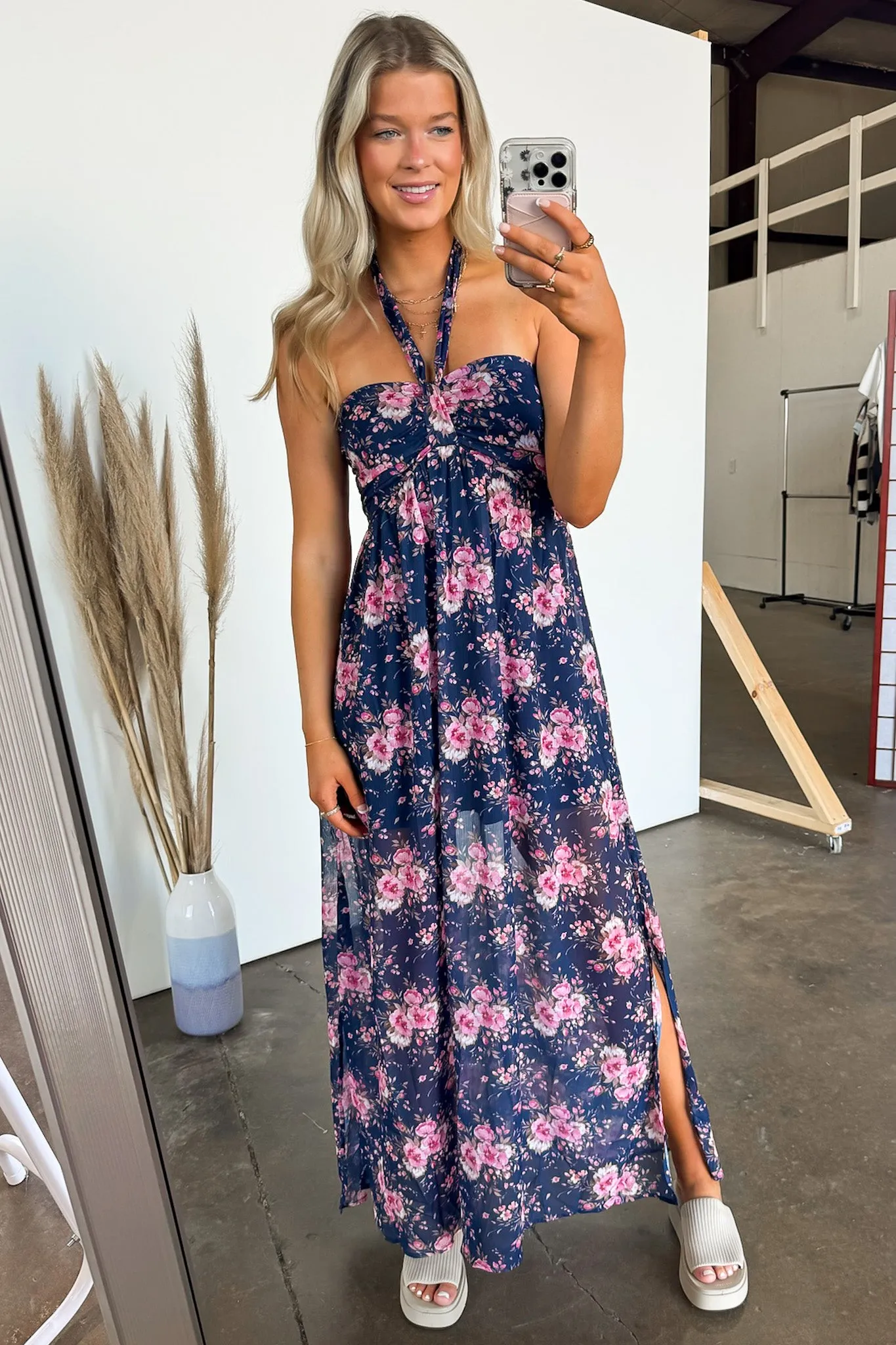 Pretty Demeanor Floral Halter Maxi Dress - FINAL SALE