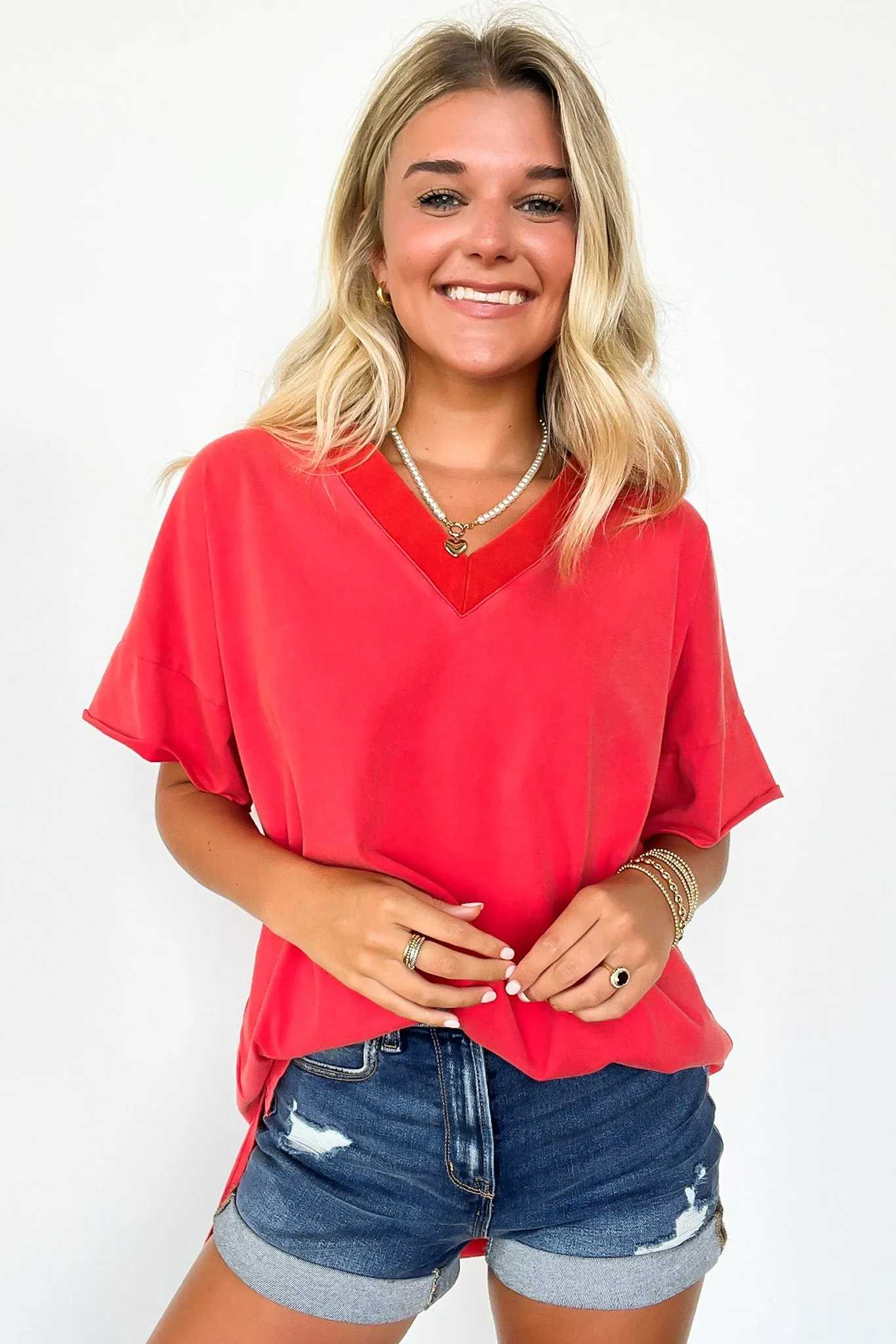 Pretty Potential V-Neck Oversized Top - BACK IN STOCK