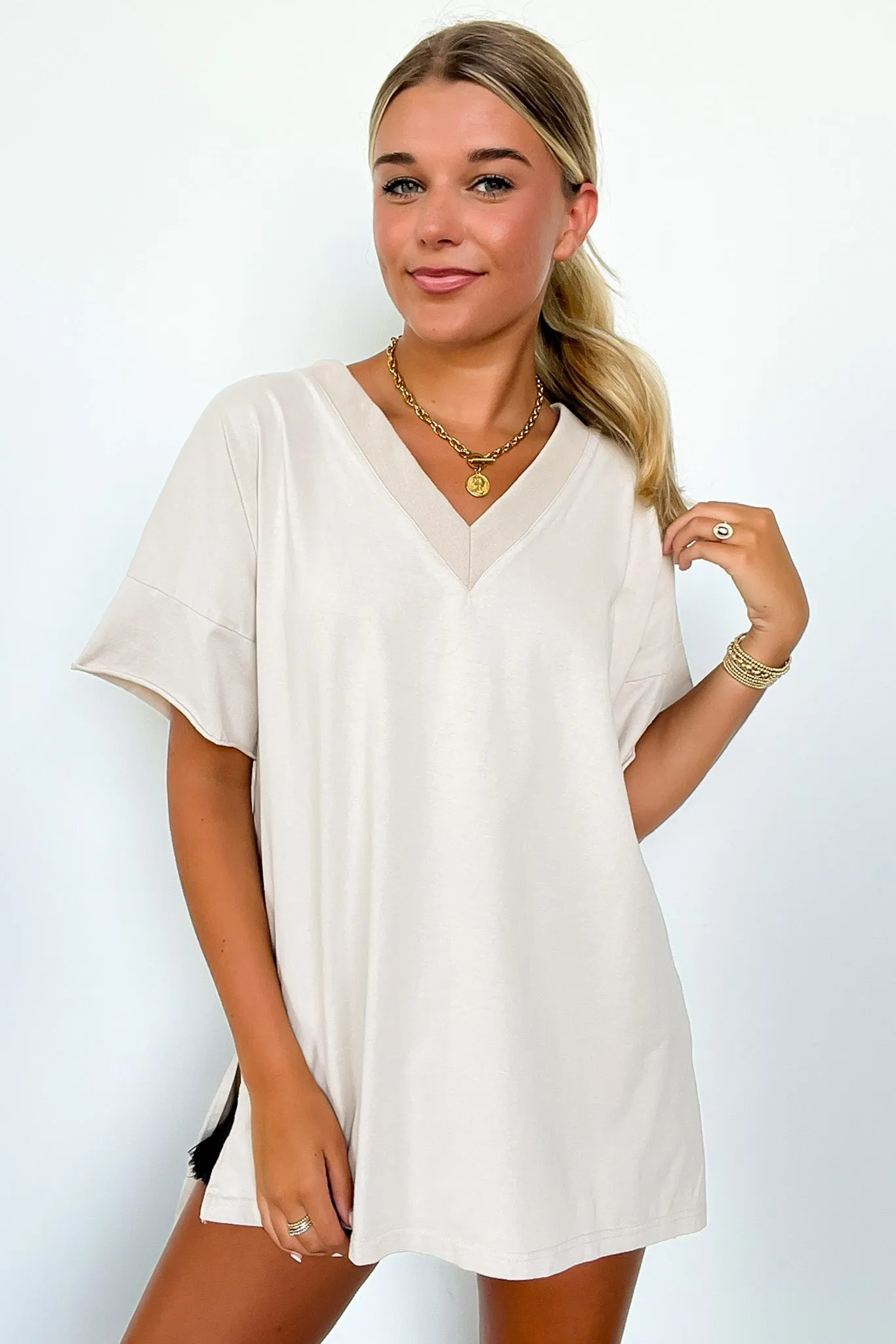 Pretty Potential V-Neck Oversized Top - BACK IN STOCK