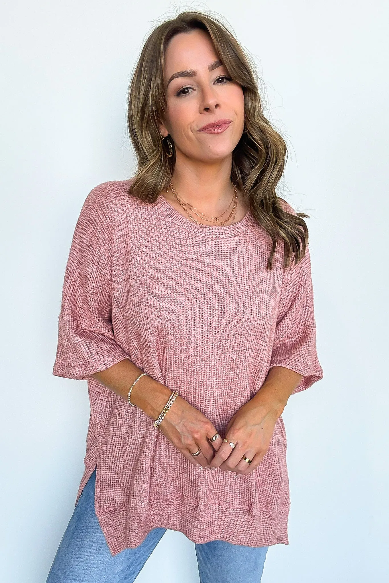 Priscilla Waffle Knit Oversized Top - BACK IN STOCK