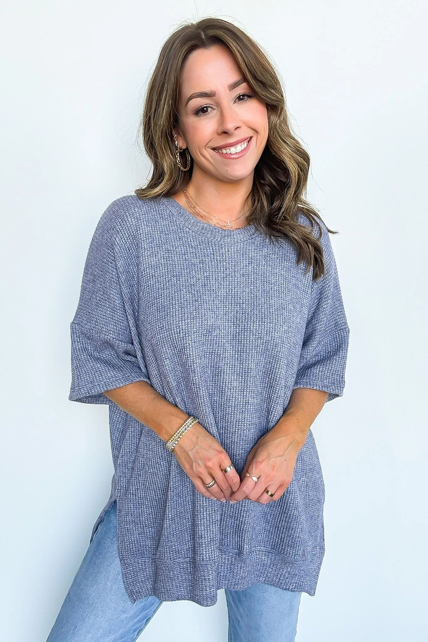 Priscilla Waffle Knit Oversized Top - BACK IN STOCK