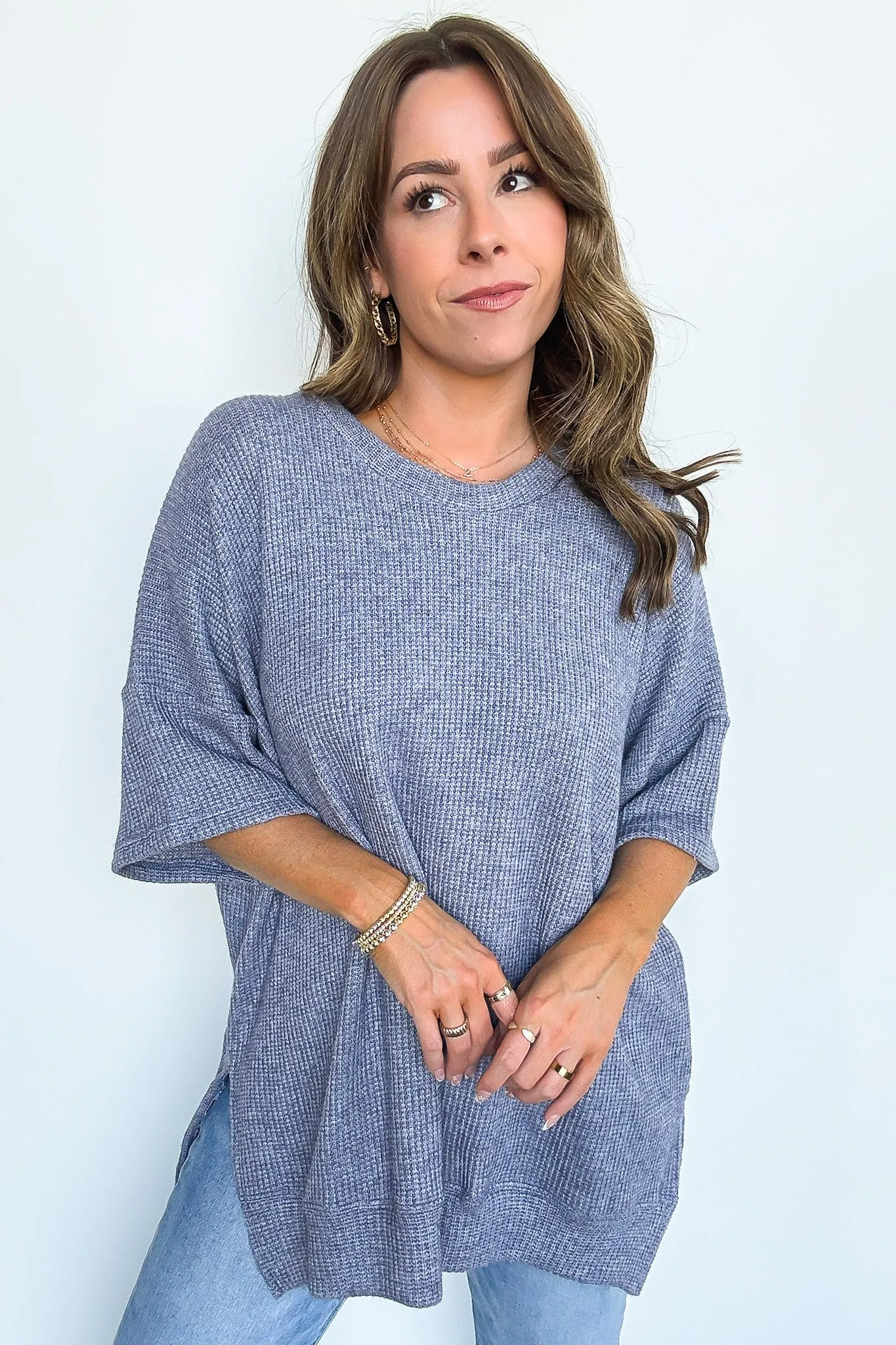 Priscilla Waffle Knit Oversized Top - BACK IN STOCK