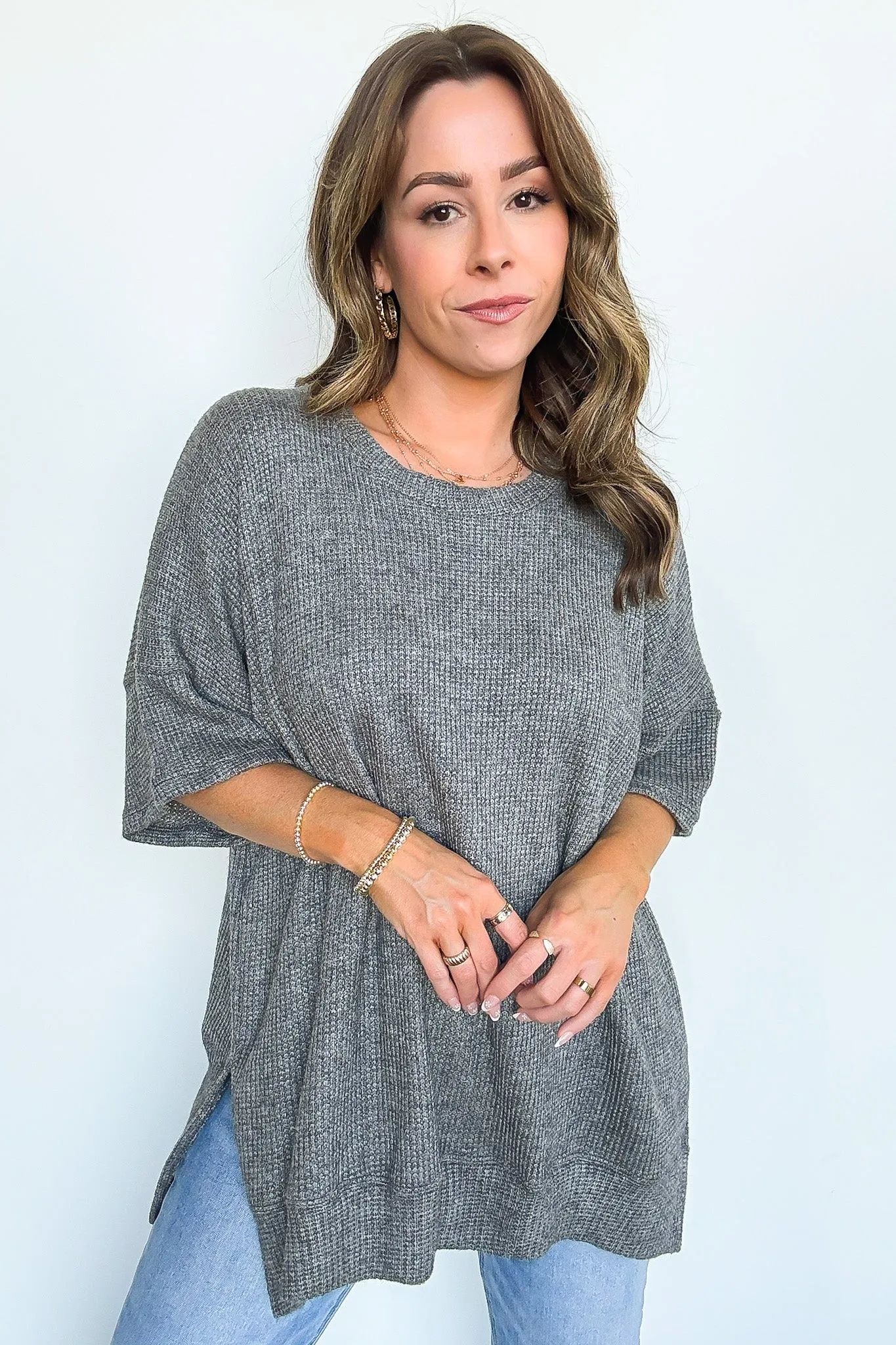 Priscilla Waffle Knit Oversized Top - BACK IN STOCK