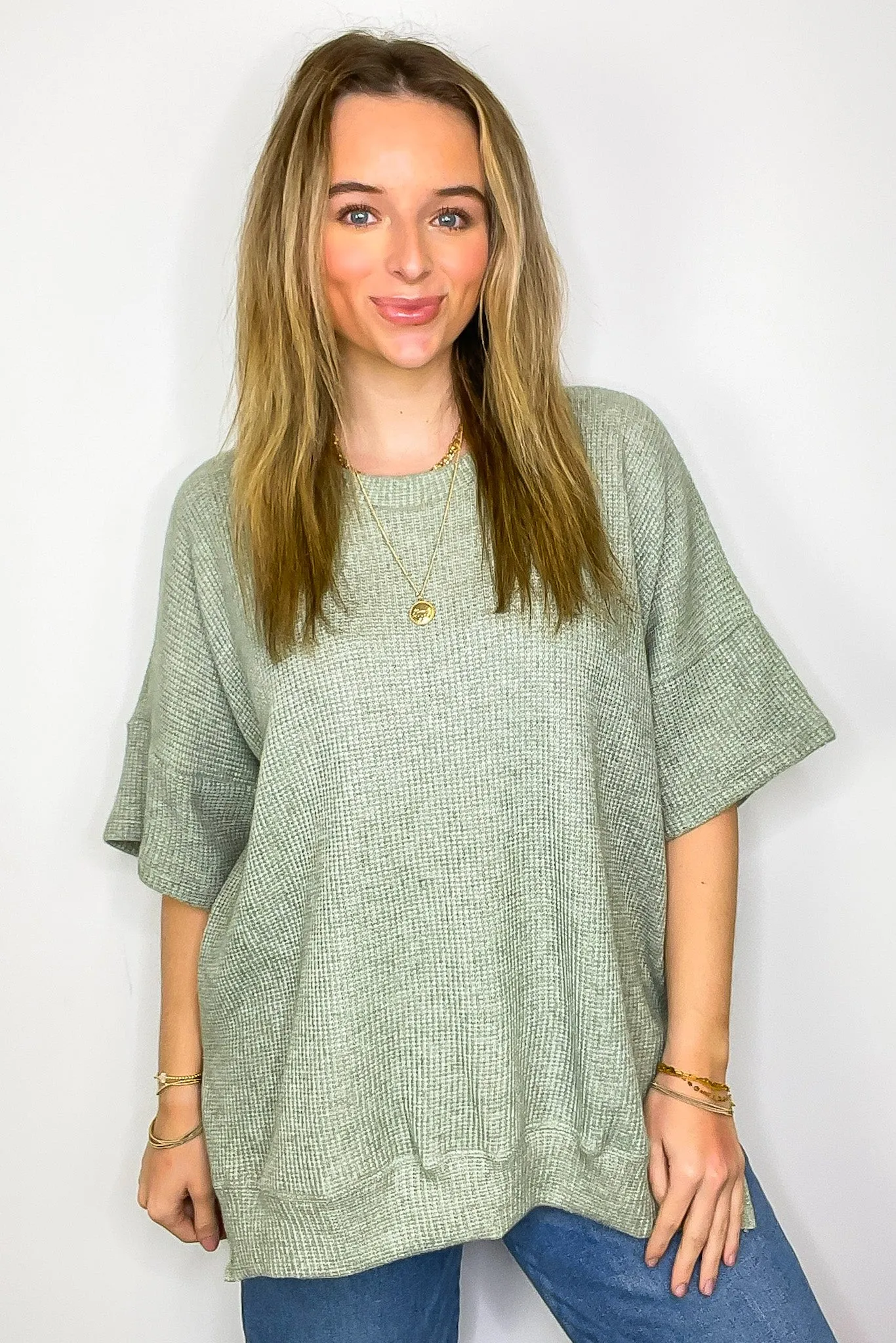 Priscilla Waffle Knit Oversized Top - BACK IN STOCK