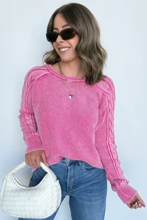 Prominent Charm Cable Knit Sleeve Sweater - FINAL SALE